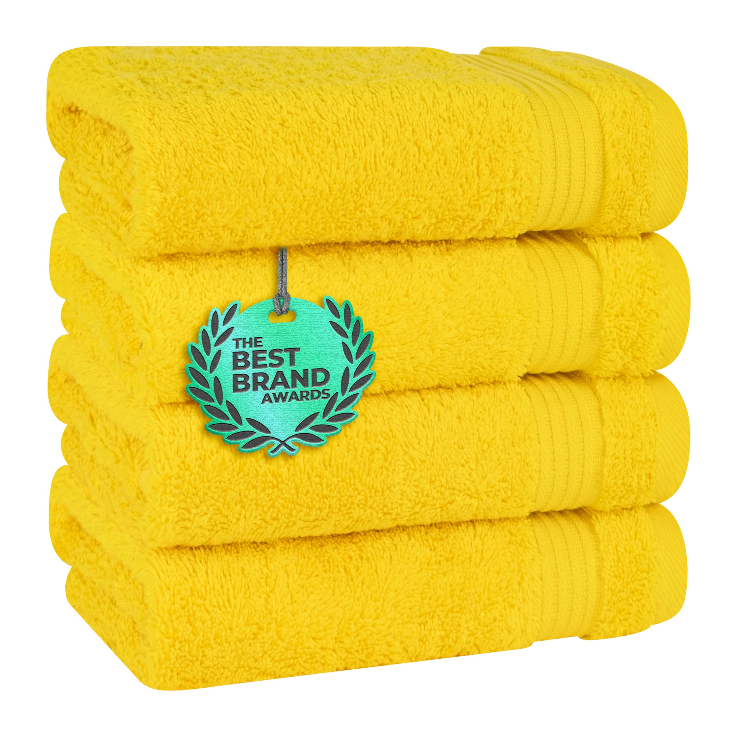 Cotton Paradise Hand Towels for Bathroom, 100% Cotton Turkish 4 Piece Hand Towel Set, Soft Absorbent Face Towels, Yellow Hand Towels