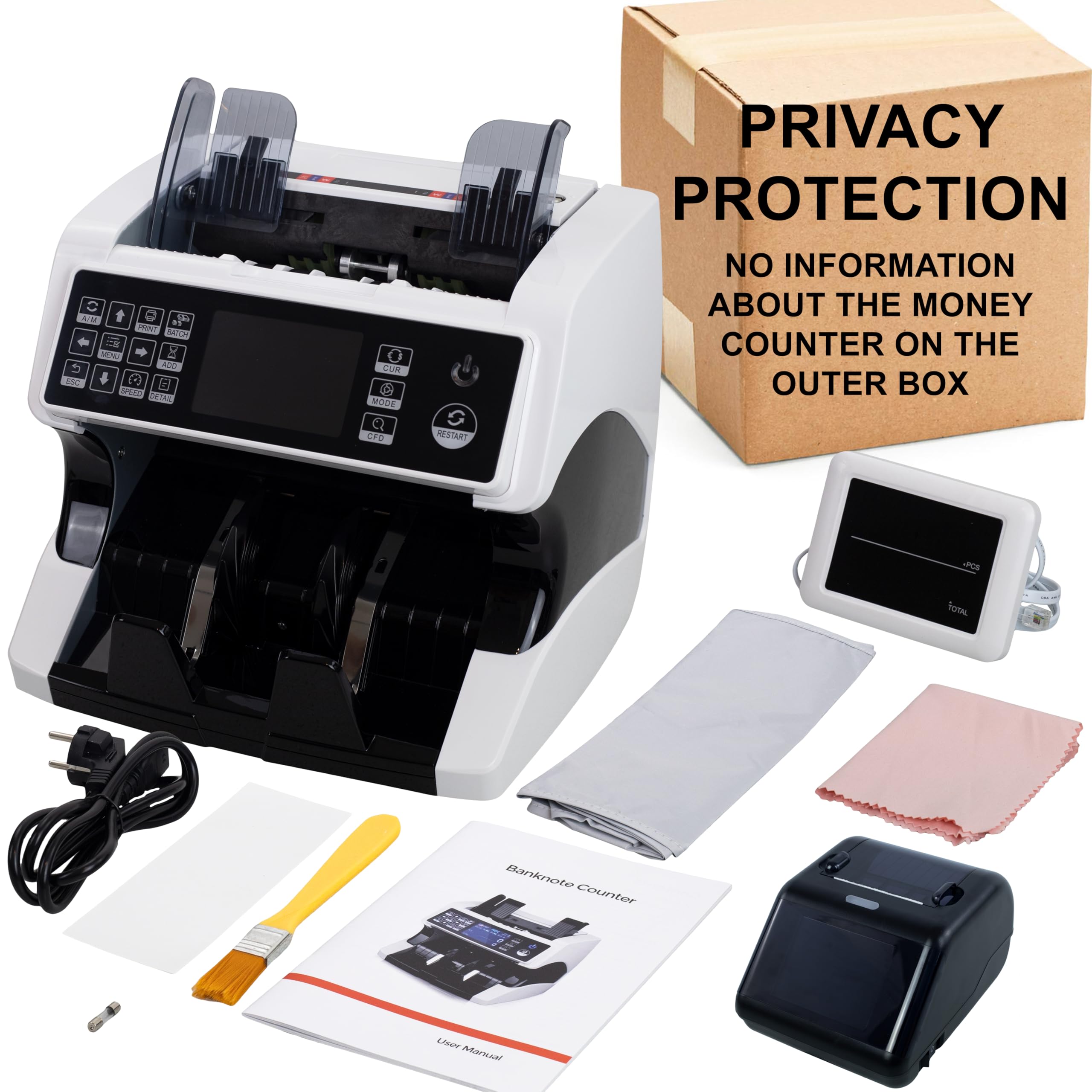 MV-500 Compteuse de billets de banque mixtes Bundle avec Jubula MPR-1 | EUR USD GBP etc. | Sûr | Exact | Compteur de valeurs pour billets mixtes