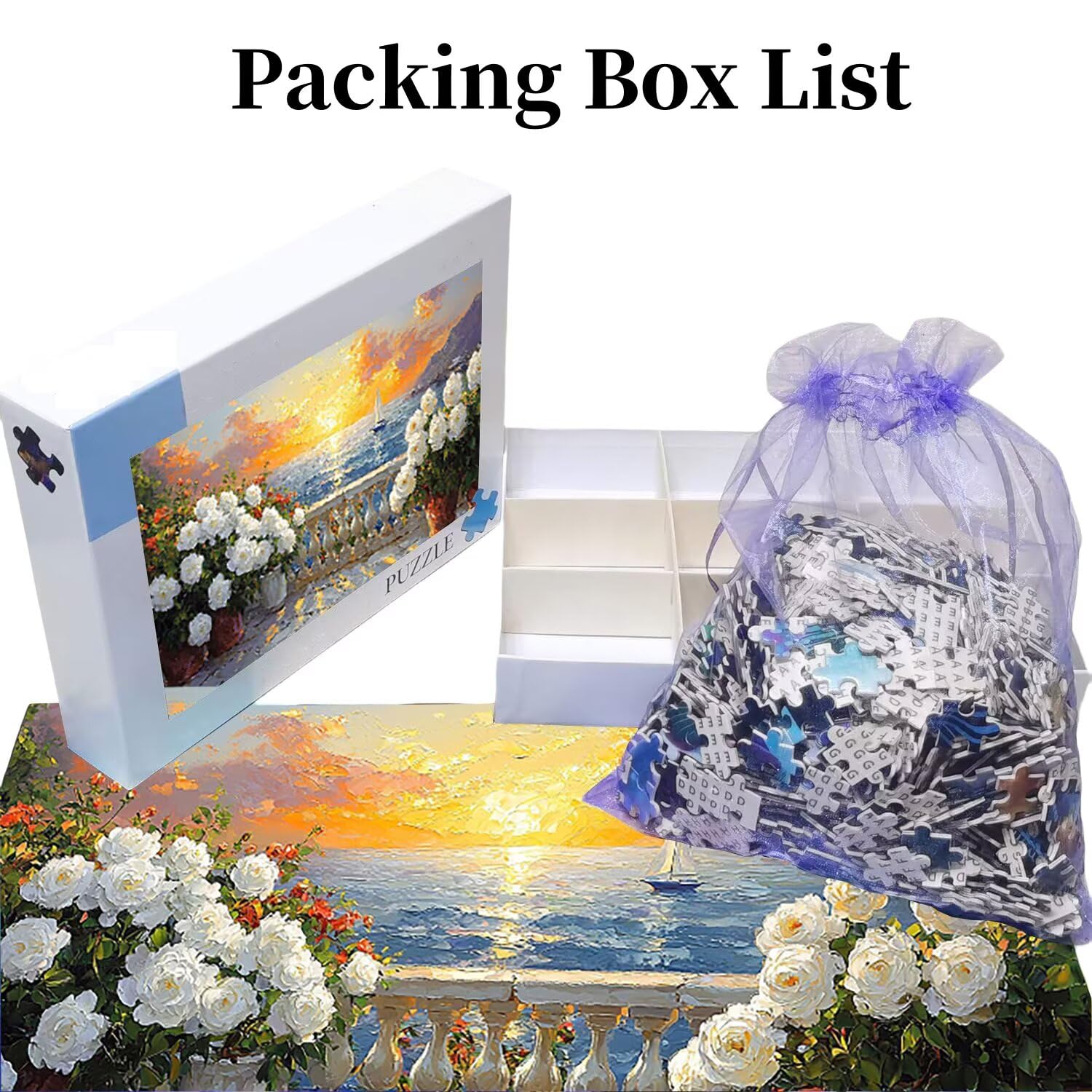 Puzzle de Madera para Adultos 1312 Piezas - Rosas con Vistas al mar, Obra de Arte de Juego de Rompecabezas para Adultos, Puzzle de Impresión de Alta Definición, Pasatiempo Creativo Regalo b-305