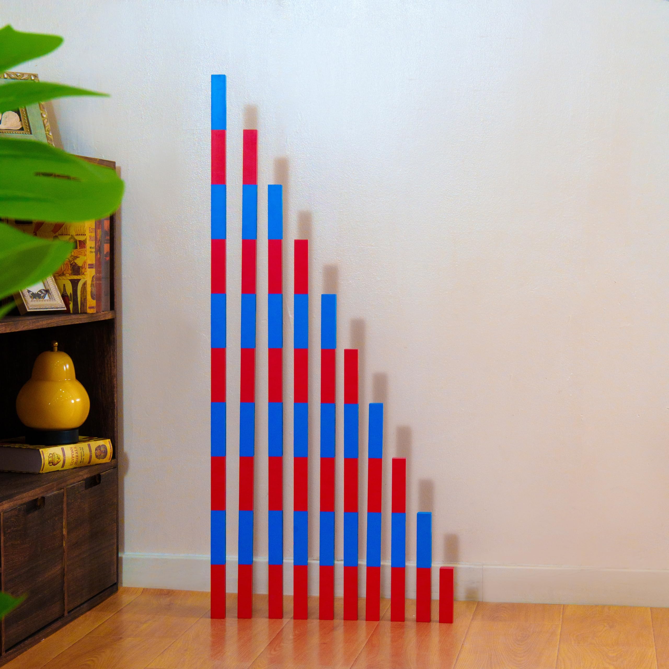 Montessori materiały matematyczne – drewniana zabawka edukacyjna do liczb i liczb, przedszkola i szkoły podstawowej, szkoły domowej i klasy od 3 lat (duże drążki liczbowe Montessori)