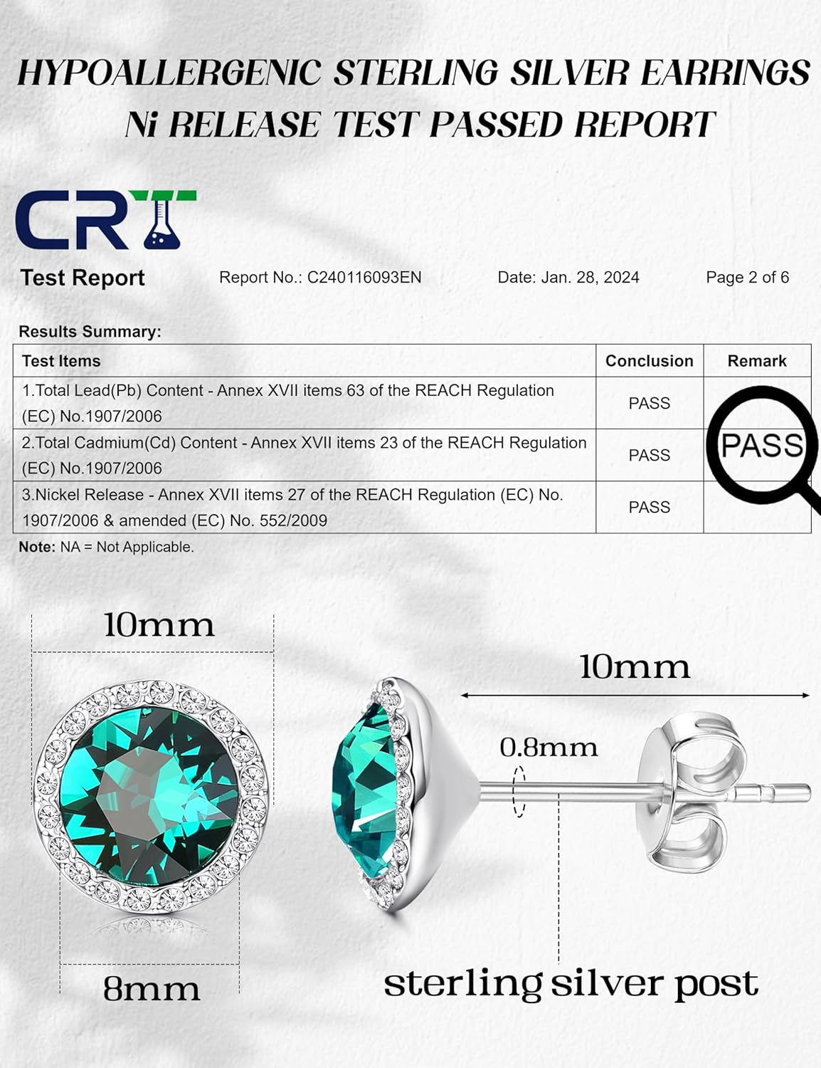 MILACOLATO Dance Competition Earrings Hypoallergenic Sterling Silver Post Rhinestone Earrings for Women 10mm Halo Crystal Stud Earrings for Stage Opera Performance Wedding Bridal Earrings - Image 2