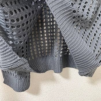 H Beauty&Youth ラメ穴あきニット ニット ラメ ワンハンドル バッグ