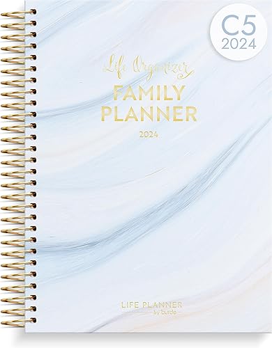 Burde Agenda 2024  Life Organizer Planificador familiar  1 de enero de 2024 a 5 de enero de 2025  9 x 6,4 pulgadas  Encuadernación en espiral