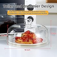 Vista 3 de EliteVibe Cubierta de vidrio para salpicaduras de microondas de 10 pulgadas, cubierta de microondas de vidrio para alimentos, protector de tapa