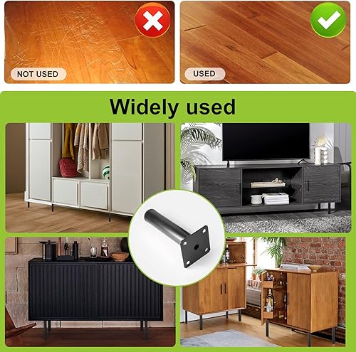 Miniatura 7 de Masendelk Patas negras para muebles de 5 pulgadas  5.118 in, 4 patas modernas de repuesto para gabinete, patas de metal resistentes con tornillo de