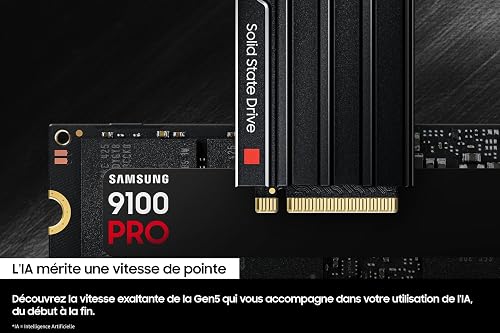 Samsung Memory MZ-VAP2T0CW 9100 PRO 2TB Internal SSD with Heat Sink, PCIe 5.0 x4, NVMe 2.0, SSD Designed for Pros & Gamers, Compatible with PC & Playstation 5, 5 Year Limited Warranty (UK Version) - 9