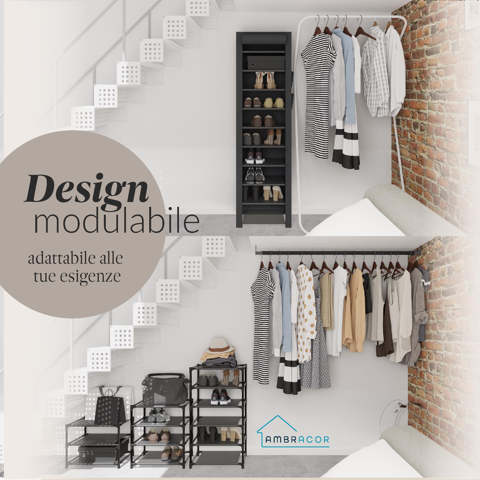 Scarpiera Slim 45x175x30cm in Tessuto Impermeabile a 11 Ripiani - Mobile Portascarpe da Esterno o Interno