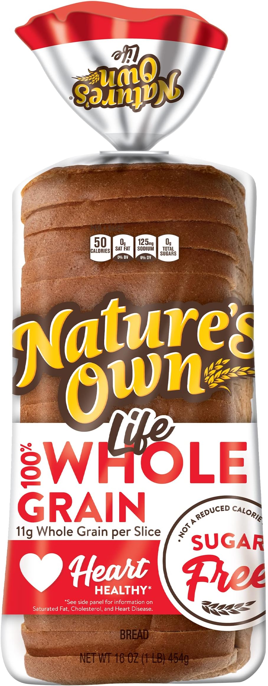 Nature's Own Life 100% Whole Grain Bread, Sugar Free Sandwich Bread, 16 oz Loaf