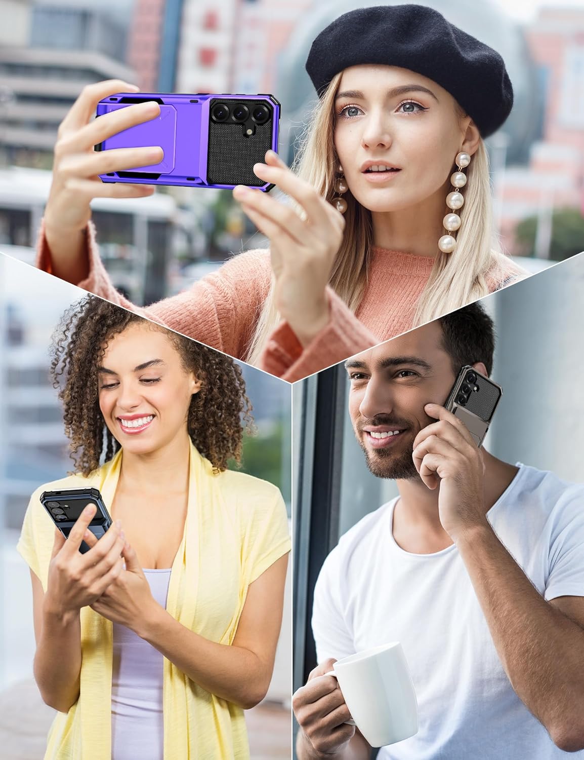 COOYA Wallet Case for Samsung Galaxy S25 6.2'' Navy, 3-5 Credit Cards Holder, Slot Flip Cover Back Pocket, Dual Layer Protective Hard Shell+Soft TPU Rubber Inner, Bumper Armor, Non-Slip, Men Women - Image 8