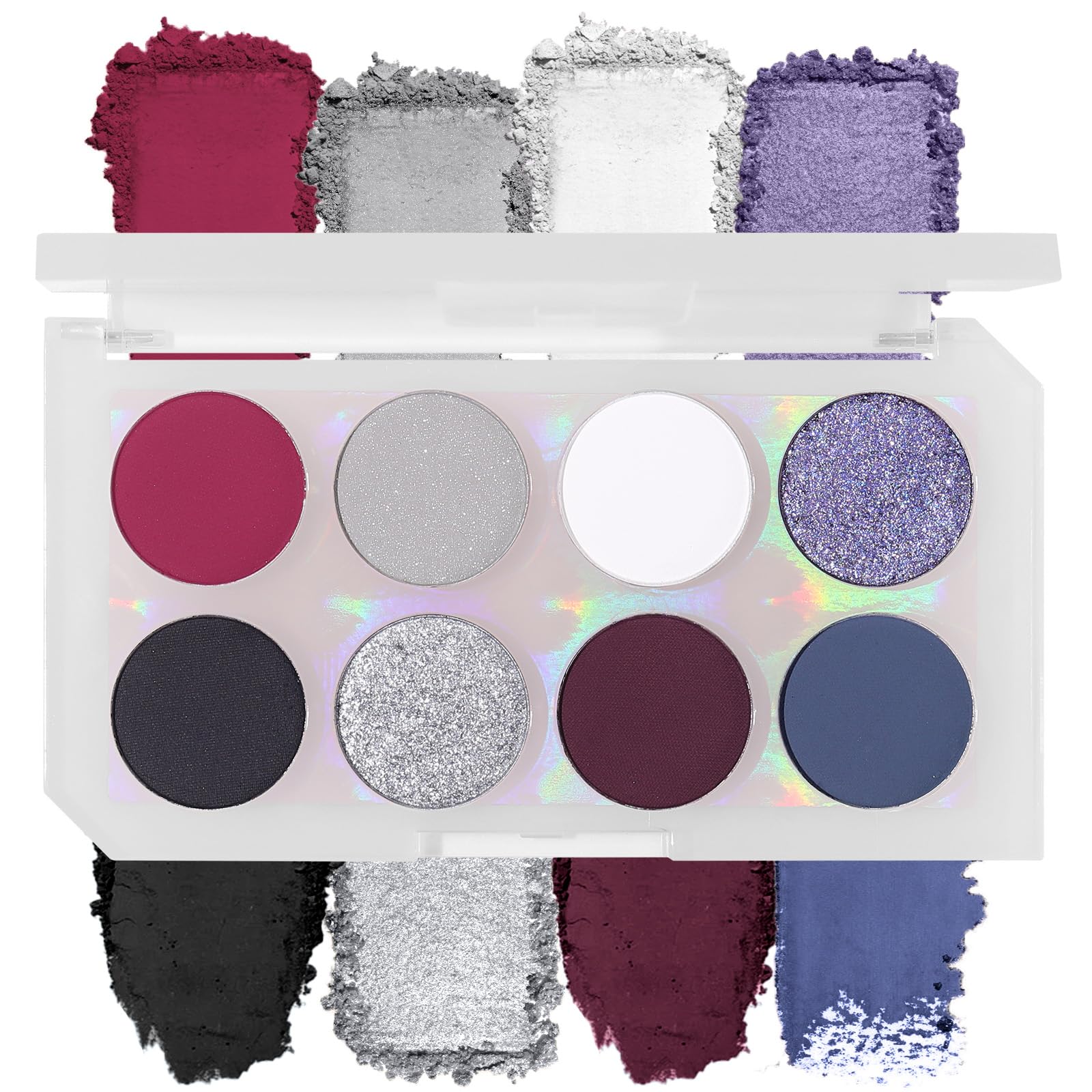 UCANBE Smokey Eyeshadow Palette, 8 Colors Black White Red Burgundy Gray Shimmer Matte Glitter Makeup Pallet, Dark Shades High Pigmented Travel Size Sombras De Ojos Eyes Shadow Kit