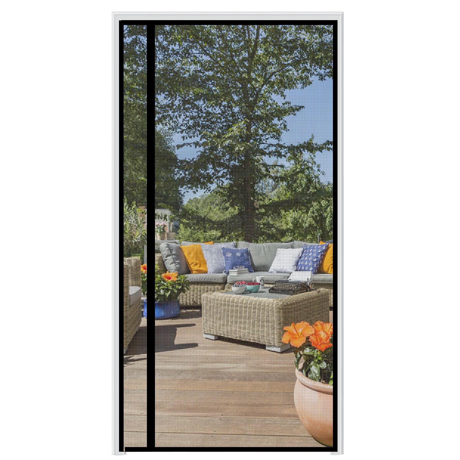 Photo 1 of wohomzy Magnetic Screen Door Fits Door Size 30" x 96", Screen Size 32" x 97", Reversible Left Right Side Opening,Top Middle Anti-Tearing Mesh Net Curtain with Magnet,Black