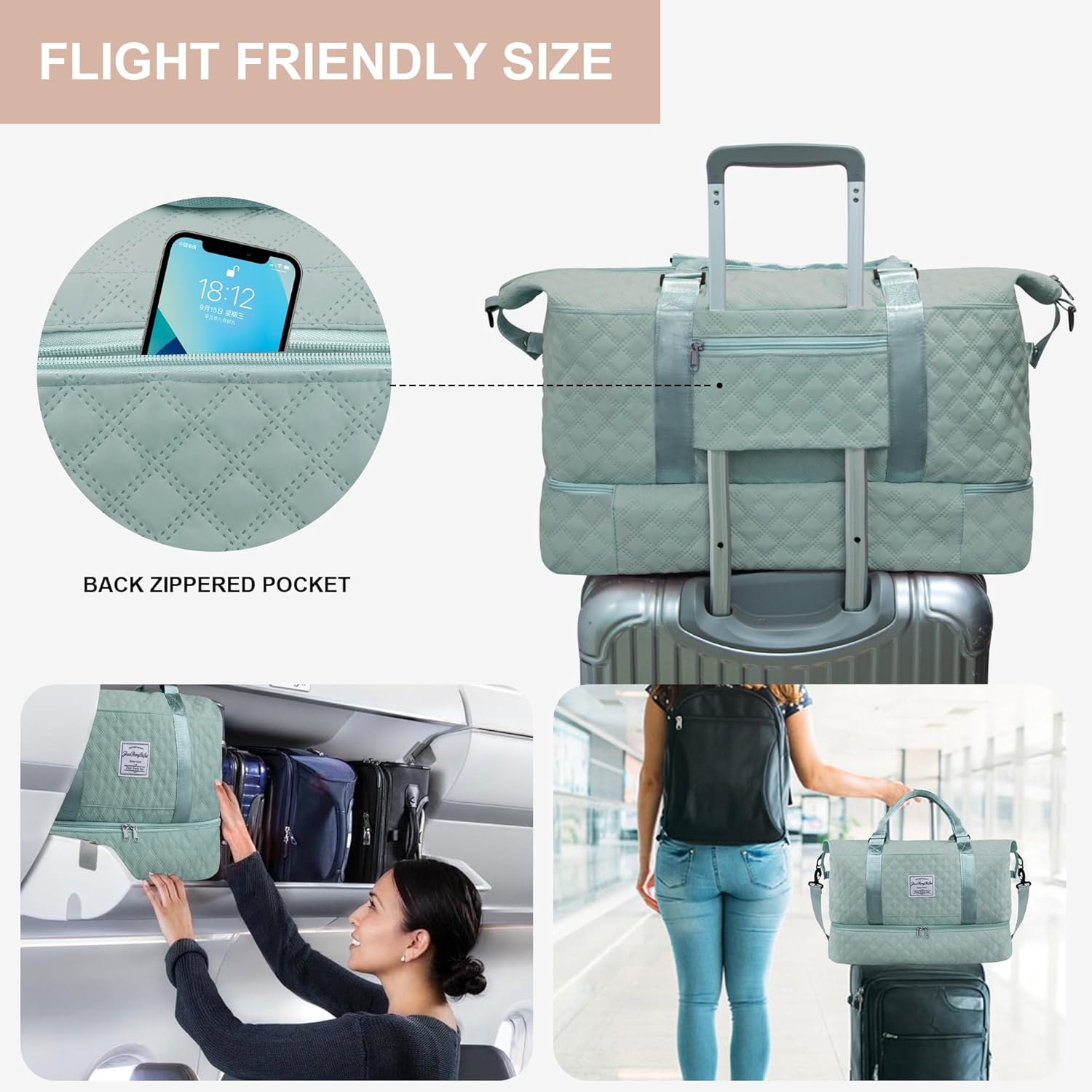 Travel Duffel Bag Weekender Overnight Bag for Women Carry On Gym Bag Travel Essentials - Image 6