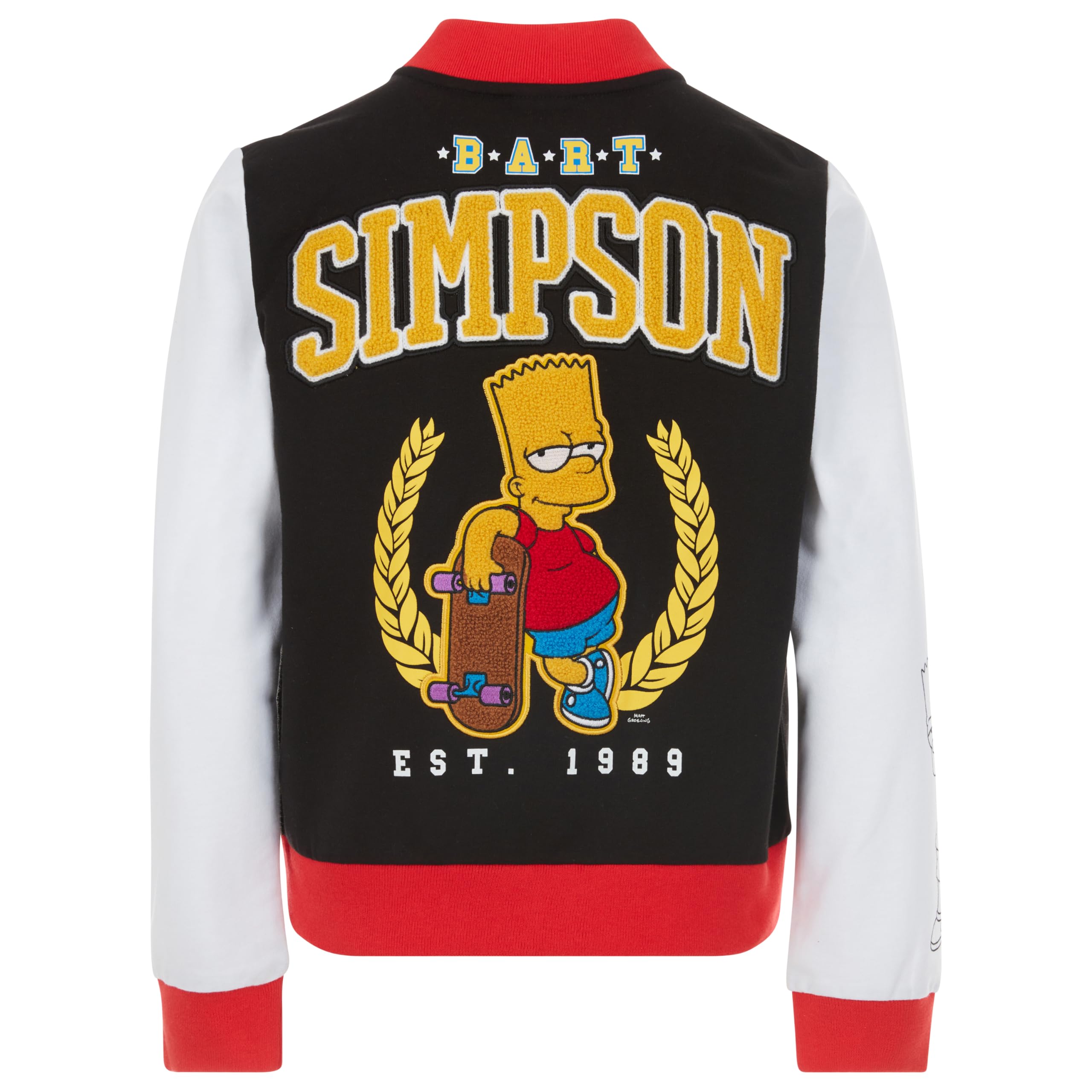 The Simpsons Bart Simpson French Terry Button Up Varsity Bomber Jacket Little To Big Kid Bambini e Ragazzi