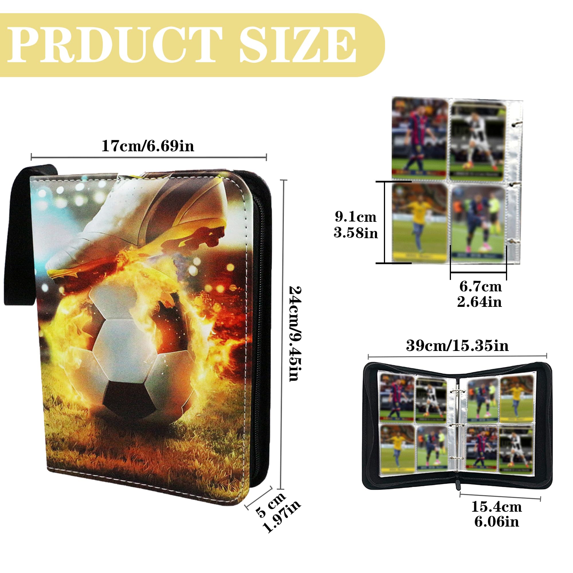 Album per Carte Calcio Collezionabili - 50 Pagine, 400 Carte Capacità - Premium Raccoglitore per Collezionisti - Porta Carte Professionale per Calciatori e Campionati