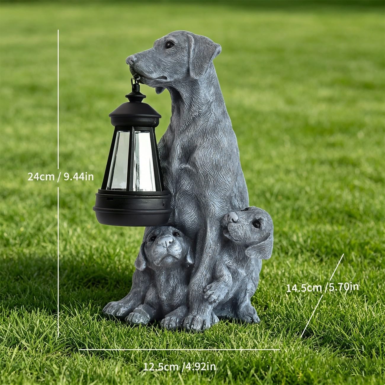 per lampada per giardino per solare per cane Resina Grigia (B)
