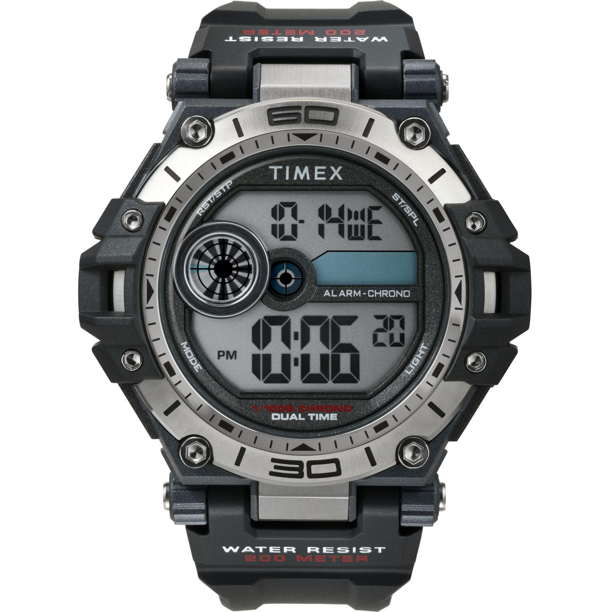 Timex Men's Sport 52 mm Watch - Black Resin Band Digital Dial Black Case TW5M63300