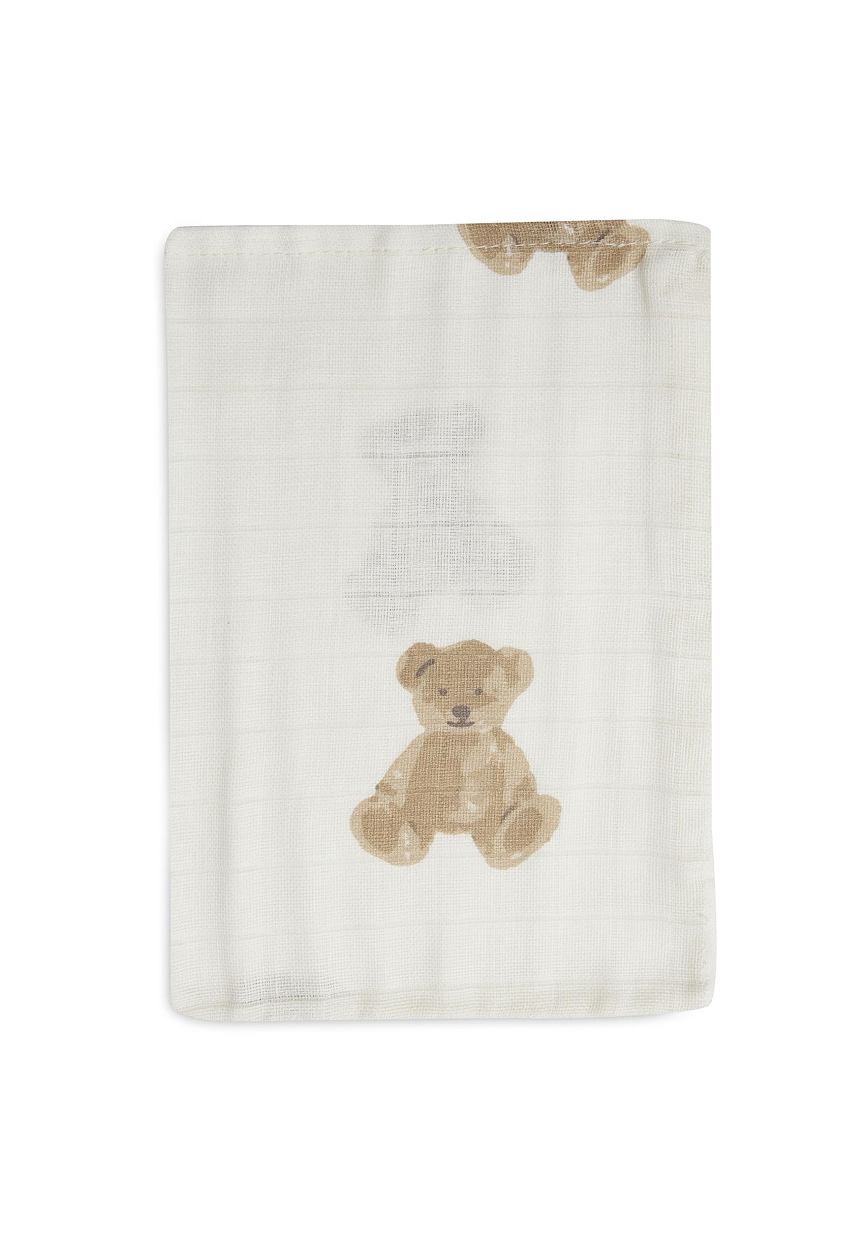 Teddy Bear bawełniana rękawica do mycia z gazy, 3-częściowy zestaw Jollein