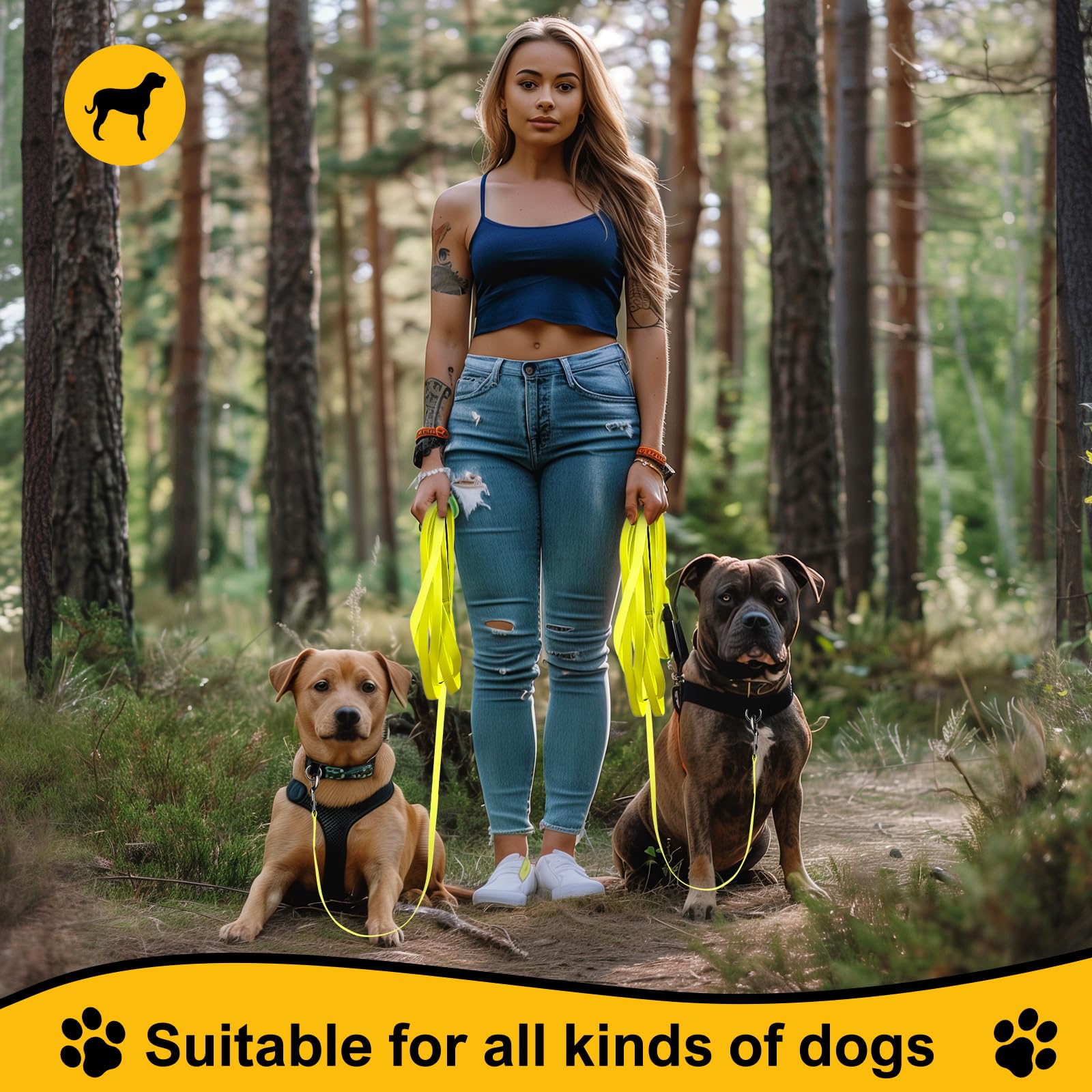 Guinzaglio da Addestramento per Cani 5m - Impermeabile con Manico Imbottito, Resistente per Cani Piccoli e Grandi