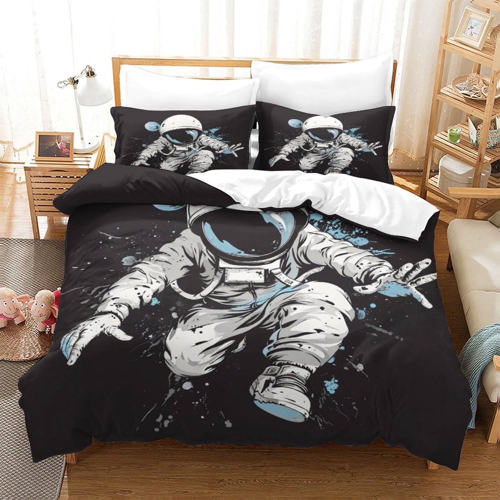 Housse de couette astronaute résolvant les nuits trop chaudes microfibre King 3D