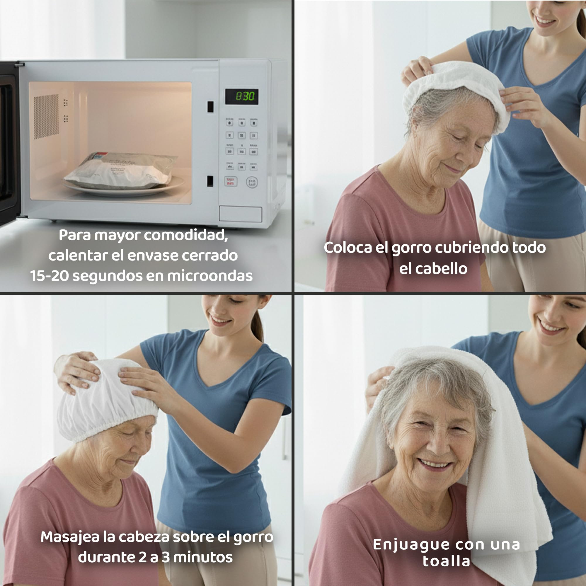 Gorro Lavacabezas Desechable con Champú y Acondicionador - 6 Unidades | Con Extracto de Aloe Vera, Champú en Seco, Sin Enjuague, Para Viajes, Pacientes y Personas Mayores