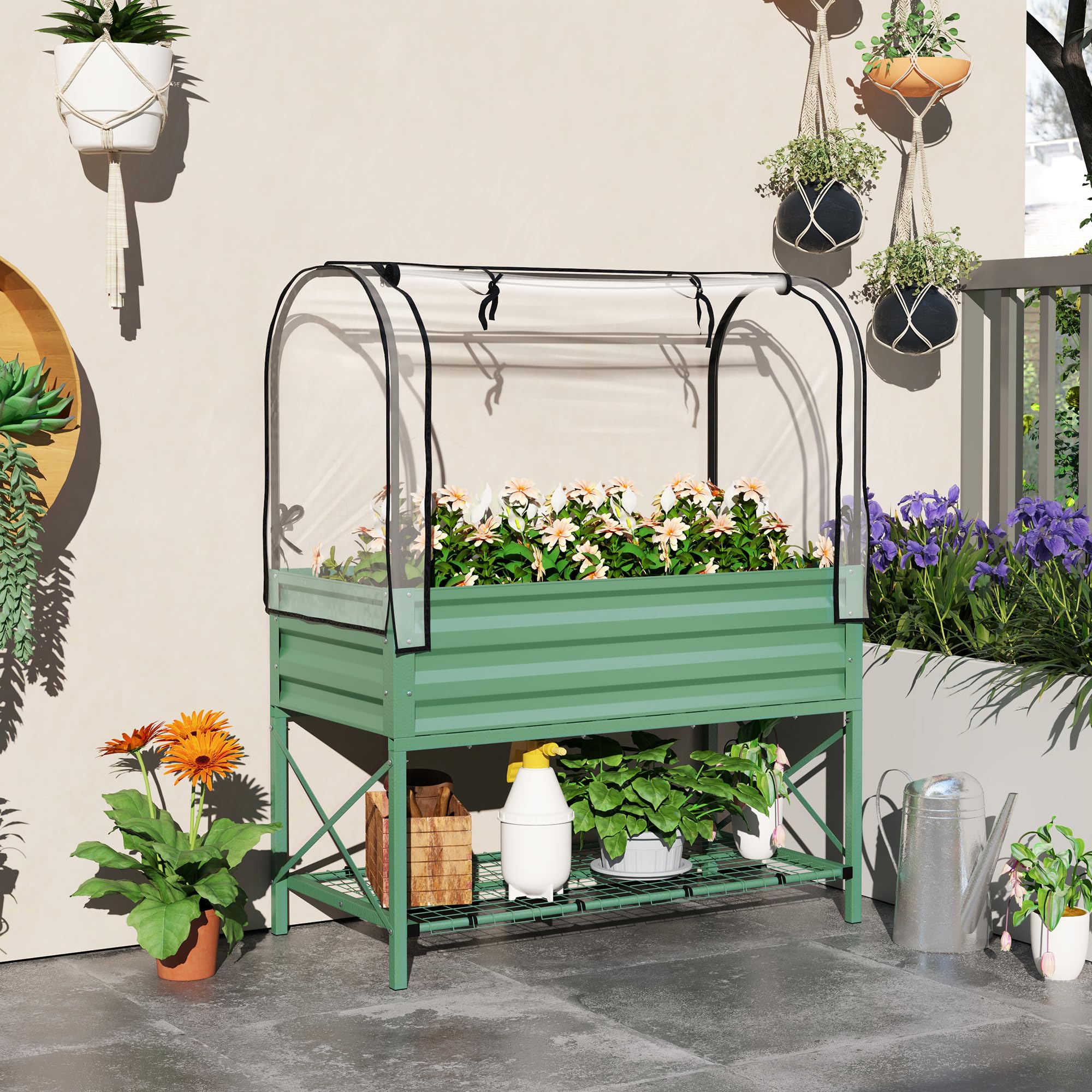 Amazon.com: Outsunny Raised Garden Bed with Cover and Storage