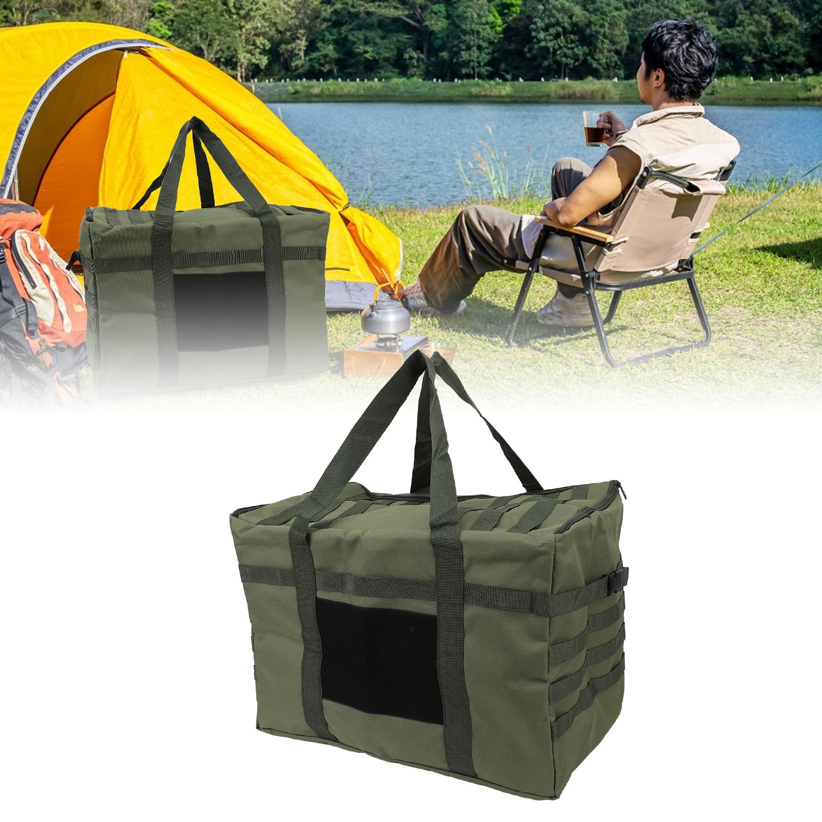 Sac De Rangement Portable En Toile Oxford – Noir – Idéal Camping, Déménagement, Fitness