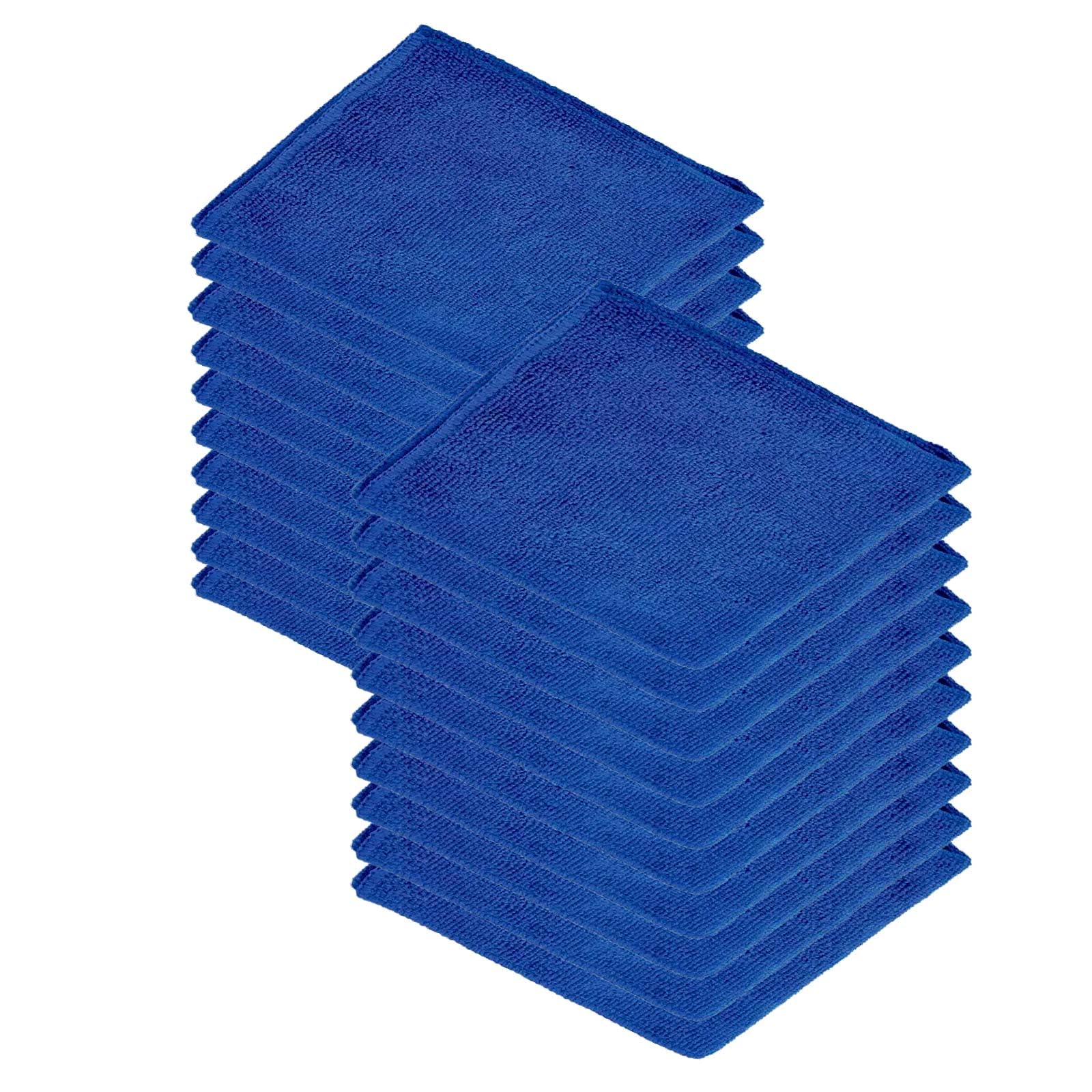Dark Blue Microfibre Cleaning Cloths, Pack Of 20, Large, Super Soft 40 X 40 Cm