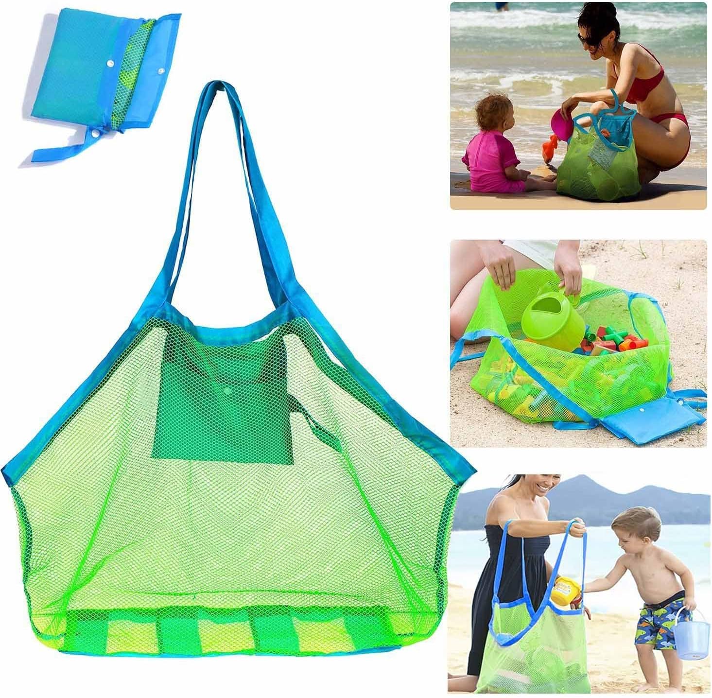 SupMLC Mesh Extra Large Beach Bags and Totes - Tote Backpack for Beach Toys, Towels, Sand, Market, Grocery, Picnic
