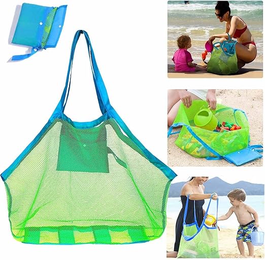 SupMLC Bolsa de playa de malla extra grande Bolsas de playa y bolsas de mano Mochila Juguetes Toallas Arena lejos para sostener juguetes de playa Juguetes para niños Mercado Comestibles Picnic Tote,