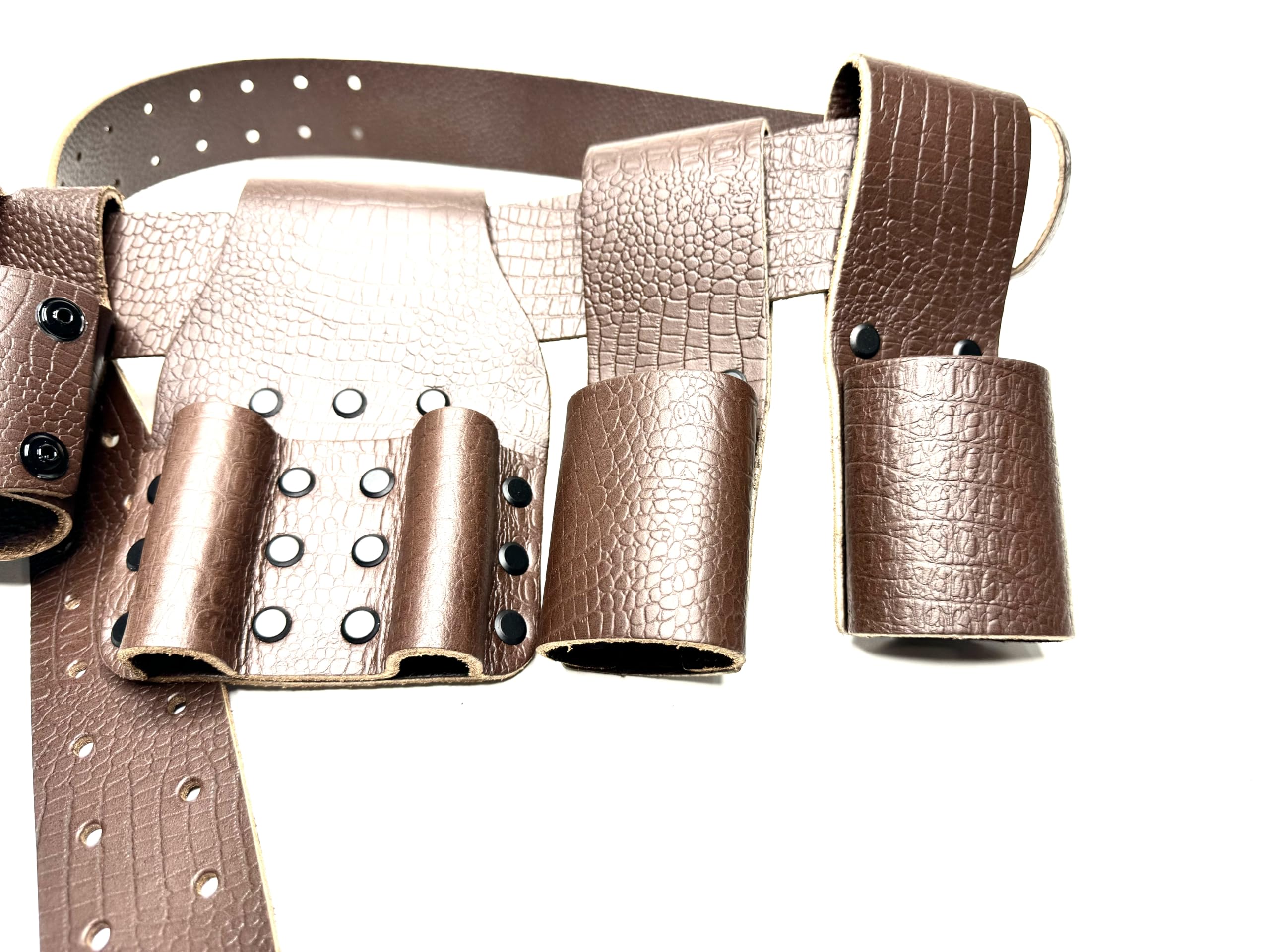 BBI LIMITED Scaffold Leather Tool Set Belt with Ratchet Podger Spanner Hammer Tape Level Holder (Brown, 30 - 48 inches)