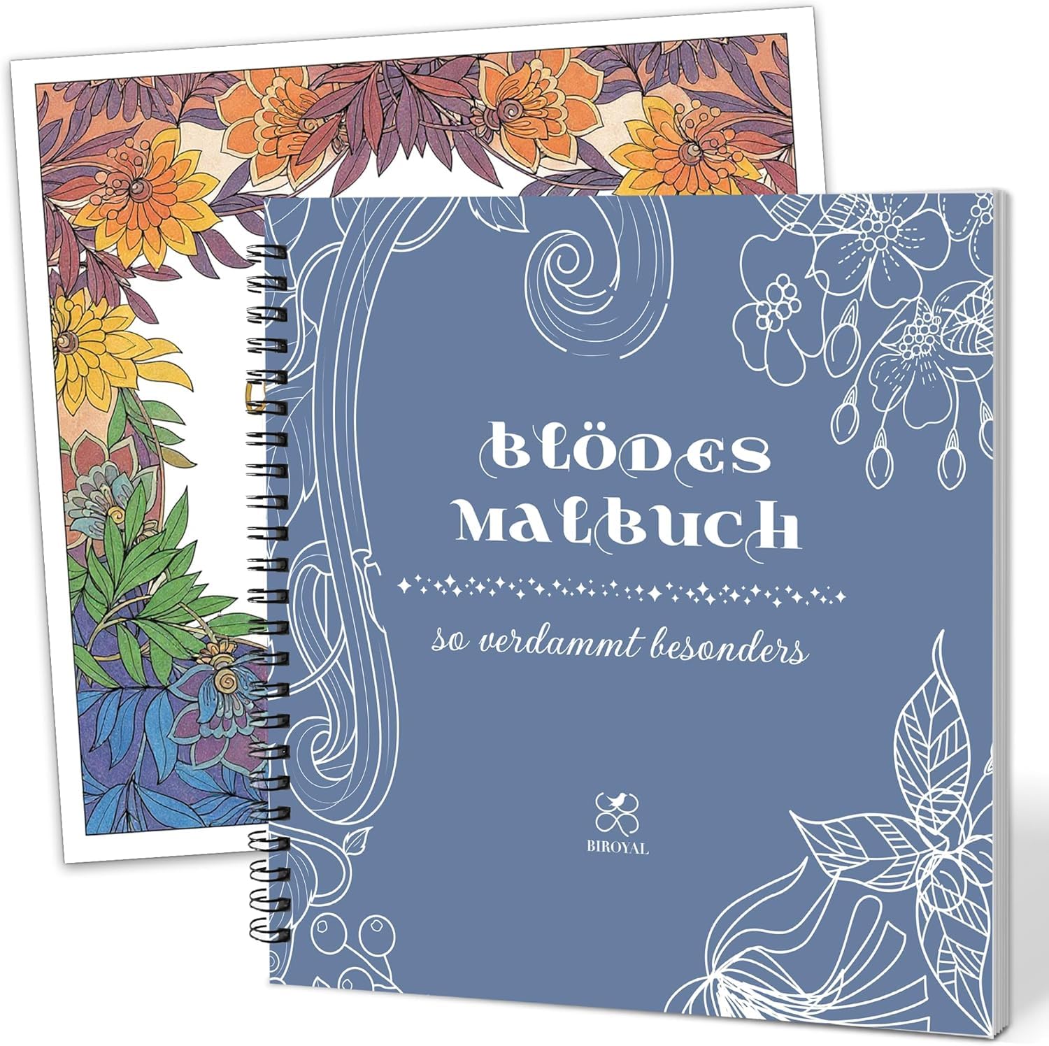 BIROYAL Malbuch für Erwachsene | Demotivierender Malbuch | Mandalas für Erwachsene | Anti Stress Geschenke | 24 Ausmalmotive zum Entspannen, Ausmalbuch mit Blumen & Schimpfwort | Adult Coloring Book