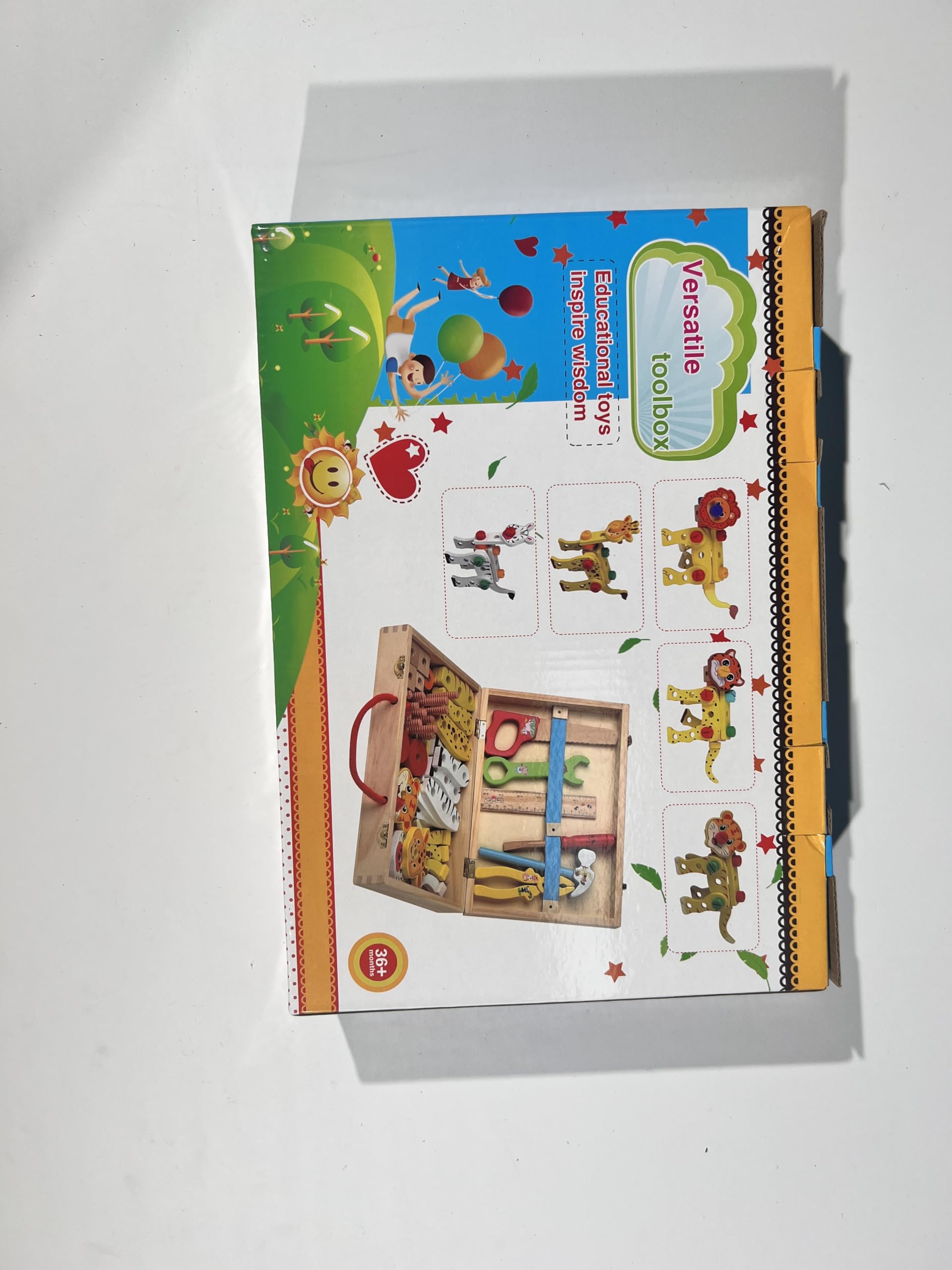 Kibi - Caja de herramientas, juego de juguete educativo para niños, construcción de madera con herramientas, kit de montaje con tornillos y tuercas, juego de juguete educativo para niños (vehículos)