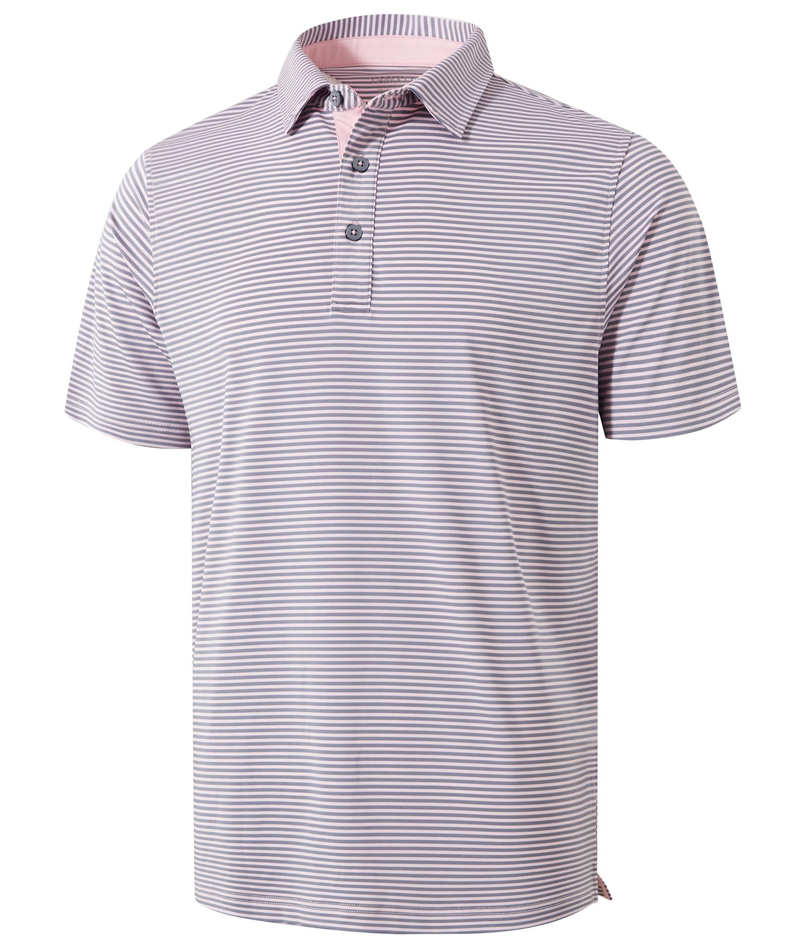 Golf Shirts for Men - Dry Fit Moisture Wicking Short Sleeve Performance Sport Casual Striped Collared Mens Polo Shirt