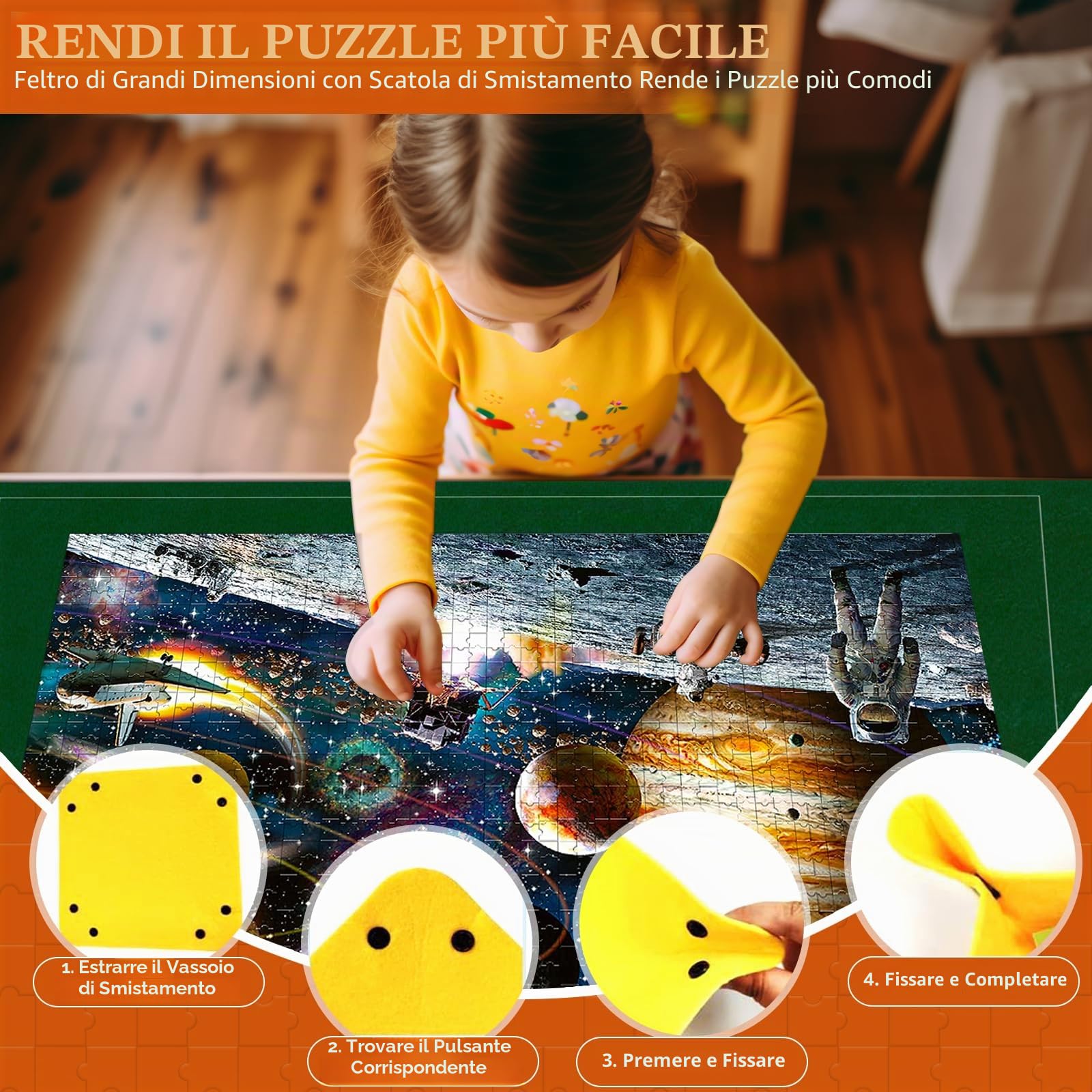 MOYKSRR Tappetino per puzzle a rullo in feltro per 1000-3000 pezzi, portaoggetti pieghevole con 6 raccoglitori