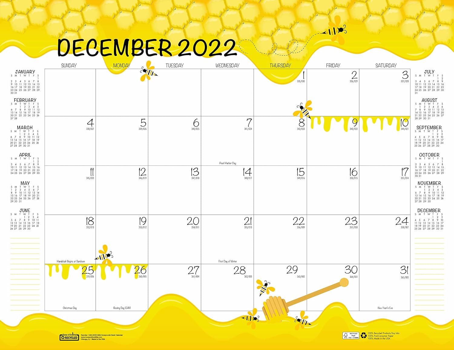 House of Doolittle 2022-2023 Monthly Desk Pad Calendar, Academic, Honeycomb, 22 x 17 Inches, August - July (HOD1565-23)