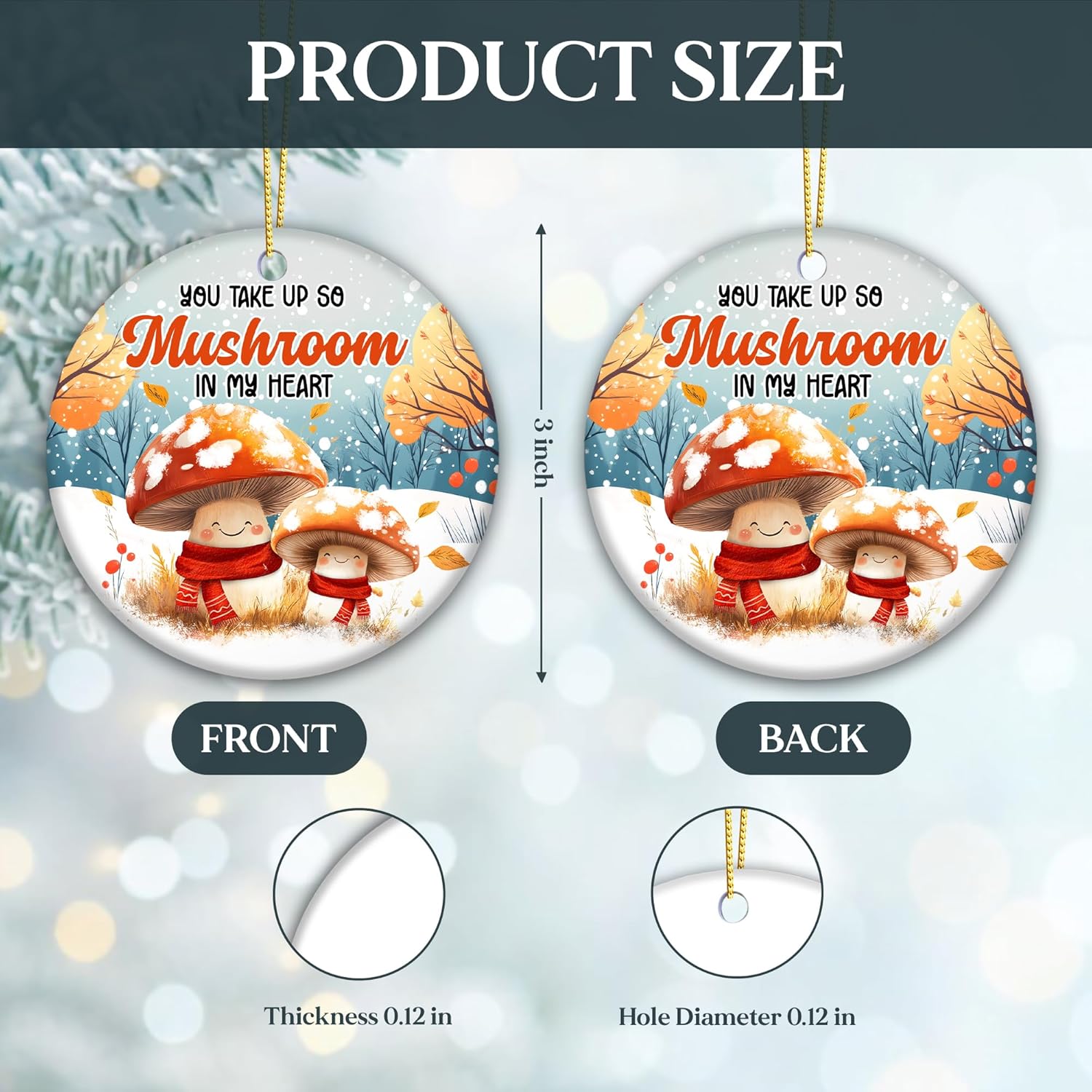 Couple Ornament 2025, Friendship Ornament 2025, You Take Up So Mushroom in My Heart – Funny Holiday Pun Gift, Romantic Christmas Tree Decoration for Couples, Friends & Family - Image 6