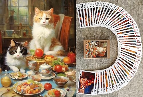 FLONZGIFT Cartas de cena navideña para mascotas (baraja de póquer 54 cartas todas diferentes) Lindos gatos y perros comiendo cumpleaños cena y FLONZGIFT Cartas de cena navideña para mascotas (baraja de póquer 54 cartas todas diferentes) Lindos gatos y perros comiendo cumpleaños cena y
