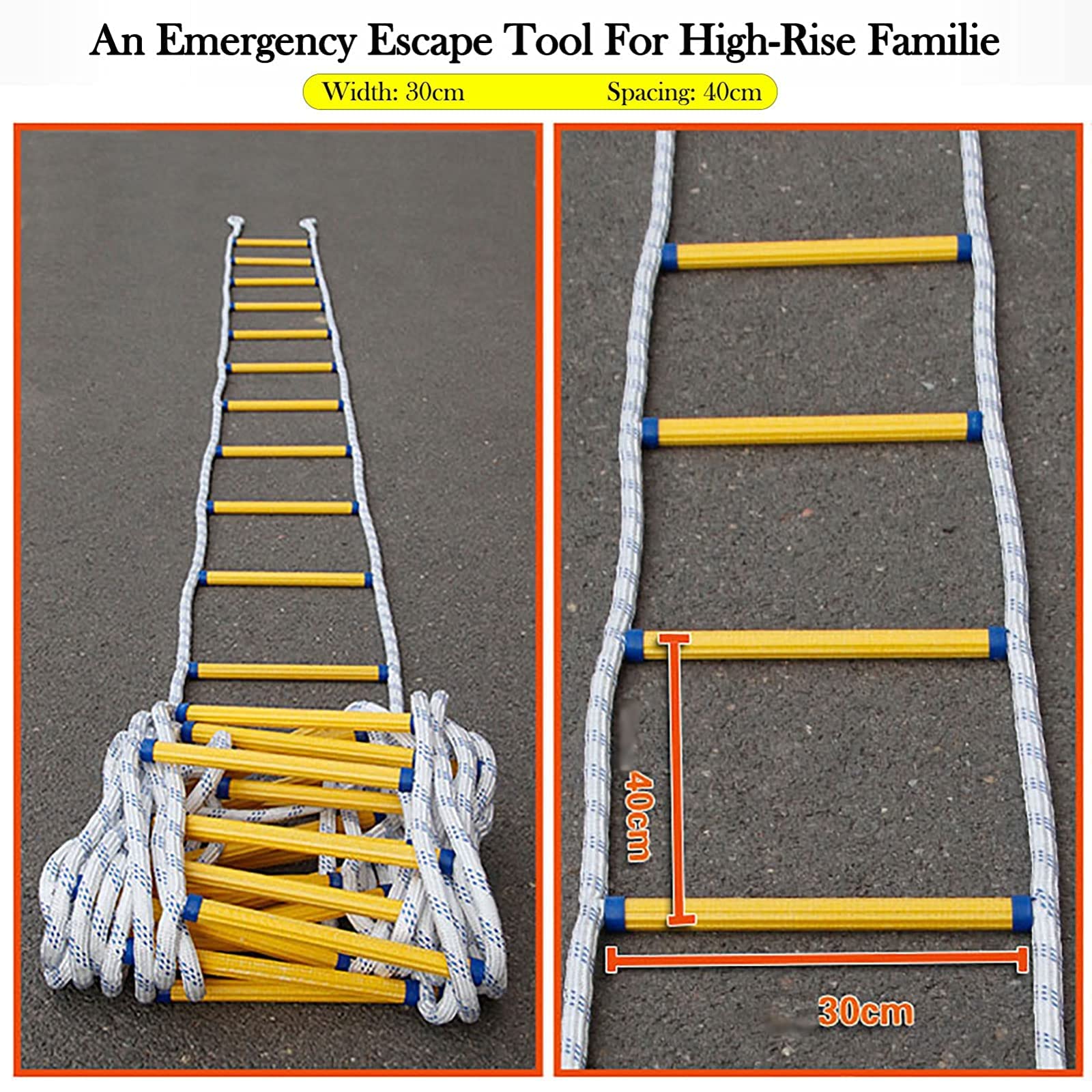 Scale Antincendio, Scale Di Corda Scale Di Corda Di Sicurezza Di Emergenza Ignifughe, per Scale Antincendio per Arrampicata Domestica/Rope Ladder/8M
