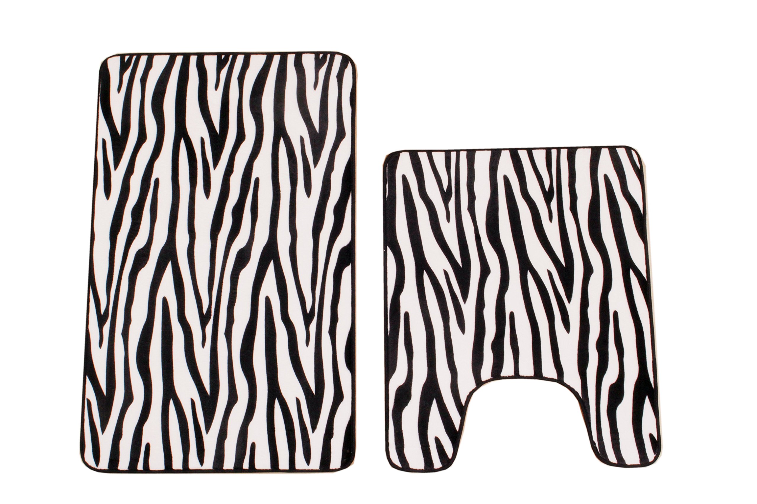 maiija 2 Piece Zebra Non-slip Contour Memory Foam Bathmat Set