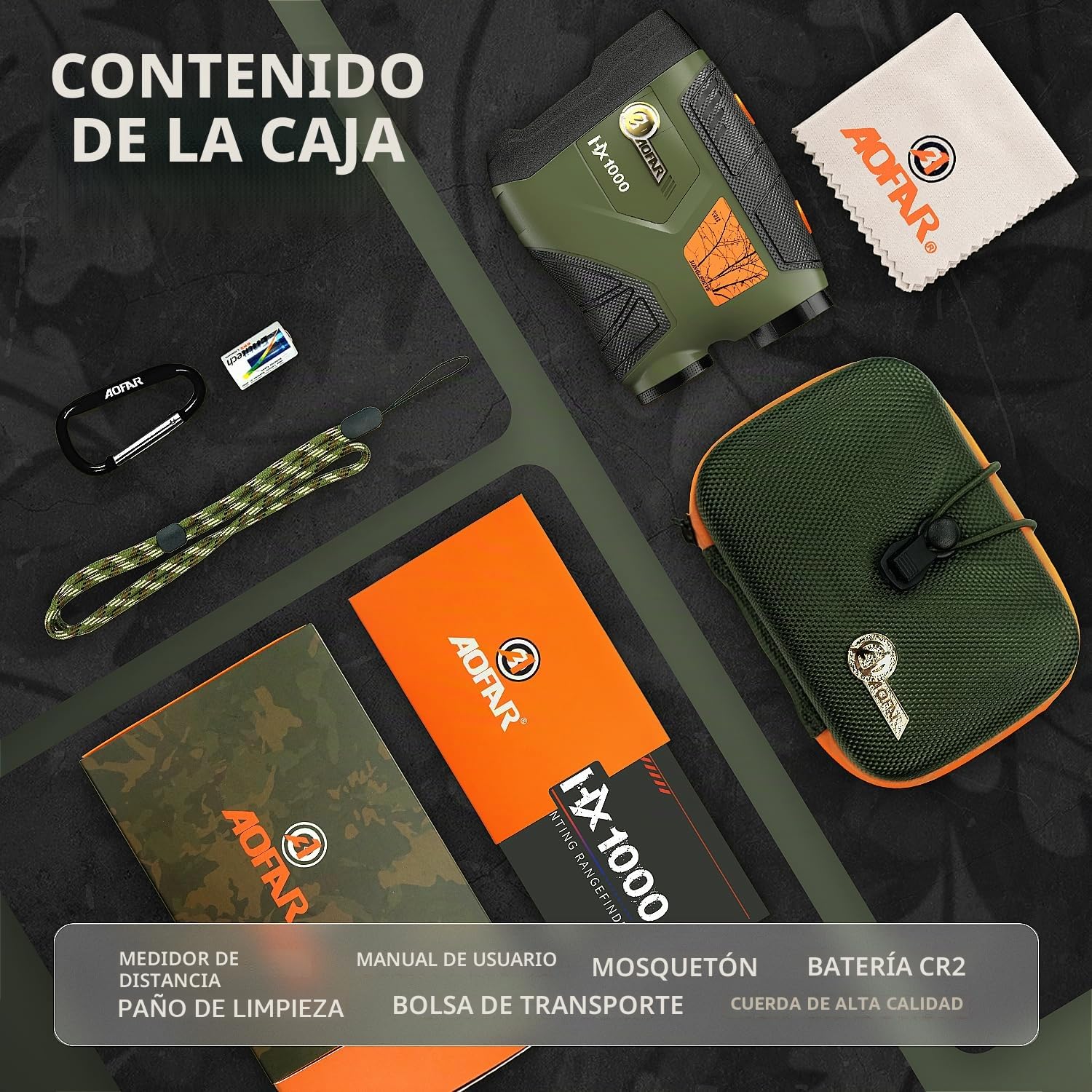 AOFAR HX1000 Telémetro de Caza y Tiro con Arco, Alcance 1000 Yardas, Medición de Distancia Angular y Horizontal, 6X Aumento, Modos de Escaneo y Velocidad, Resistente al Agua, con Batería Incluida