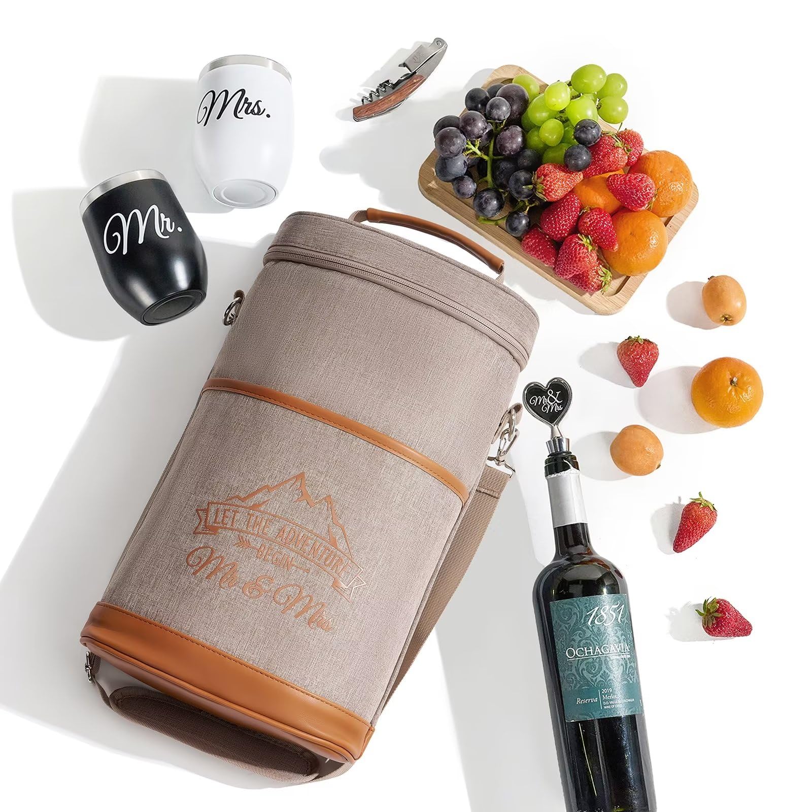 AW BRIDAL Wine Bags Wine Gifts, Wine Bottle Bag Wine Carrier Tote for Travel - Christmas Gifts, Couples Gifts, Bridal Shower Gifts, Wedding Gifts for Mr and Mrs, Anniversary Engagament Gifts