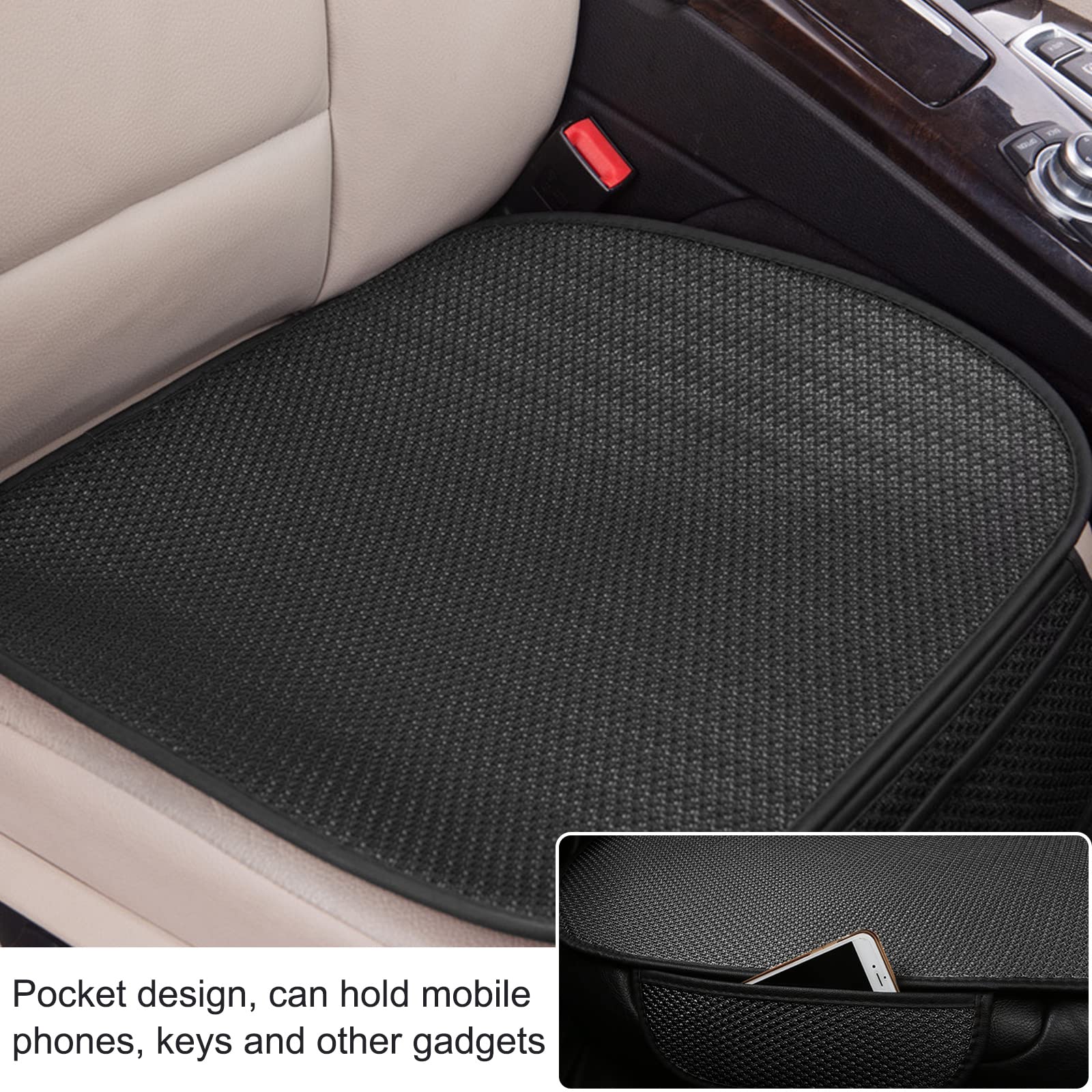 ALI2 Lot de 2 coussins de siège voiture, housses de protection de siège voiture, coussin conducteur, noir
