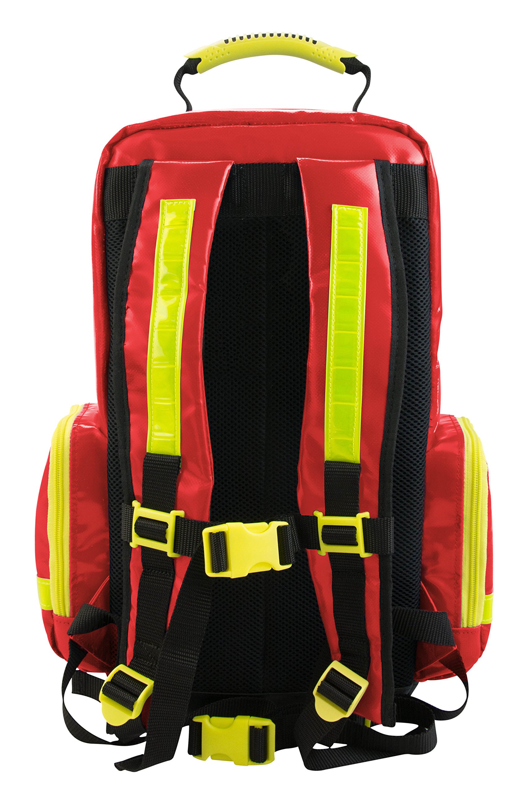 Pro1R PL1C Notfallrucksack leer Rot - Rucksack aus robuster Plane, 5 Modultaschen, ausklappbare Front, 36 x 47 x 26 cm - Rettungsdienst Rucksack, Erste Hilfe Rucksack, Sanitätsrucksack (Rot)