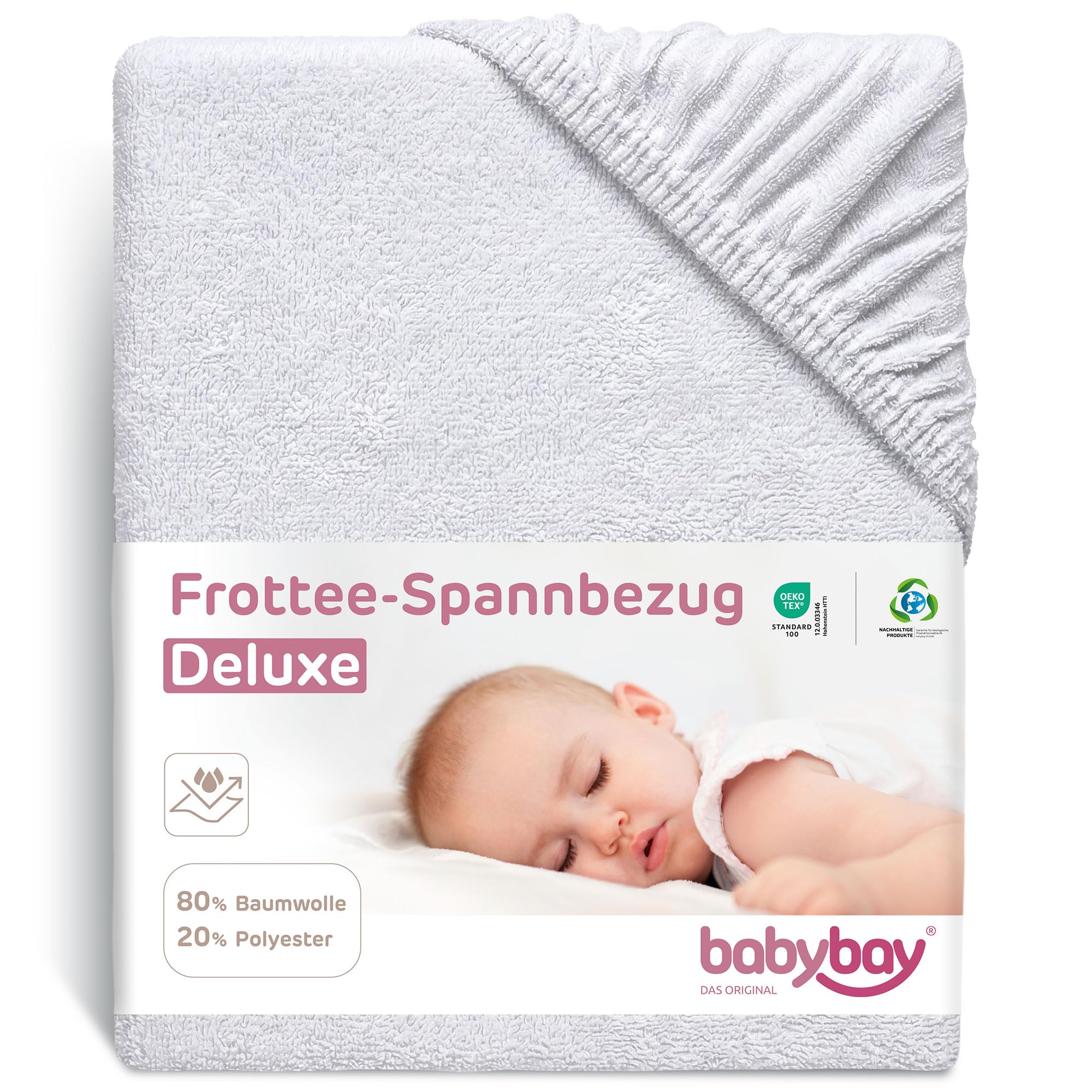 Babybay Cover with Membrane for bedside sleeper Cot, White
