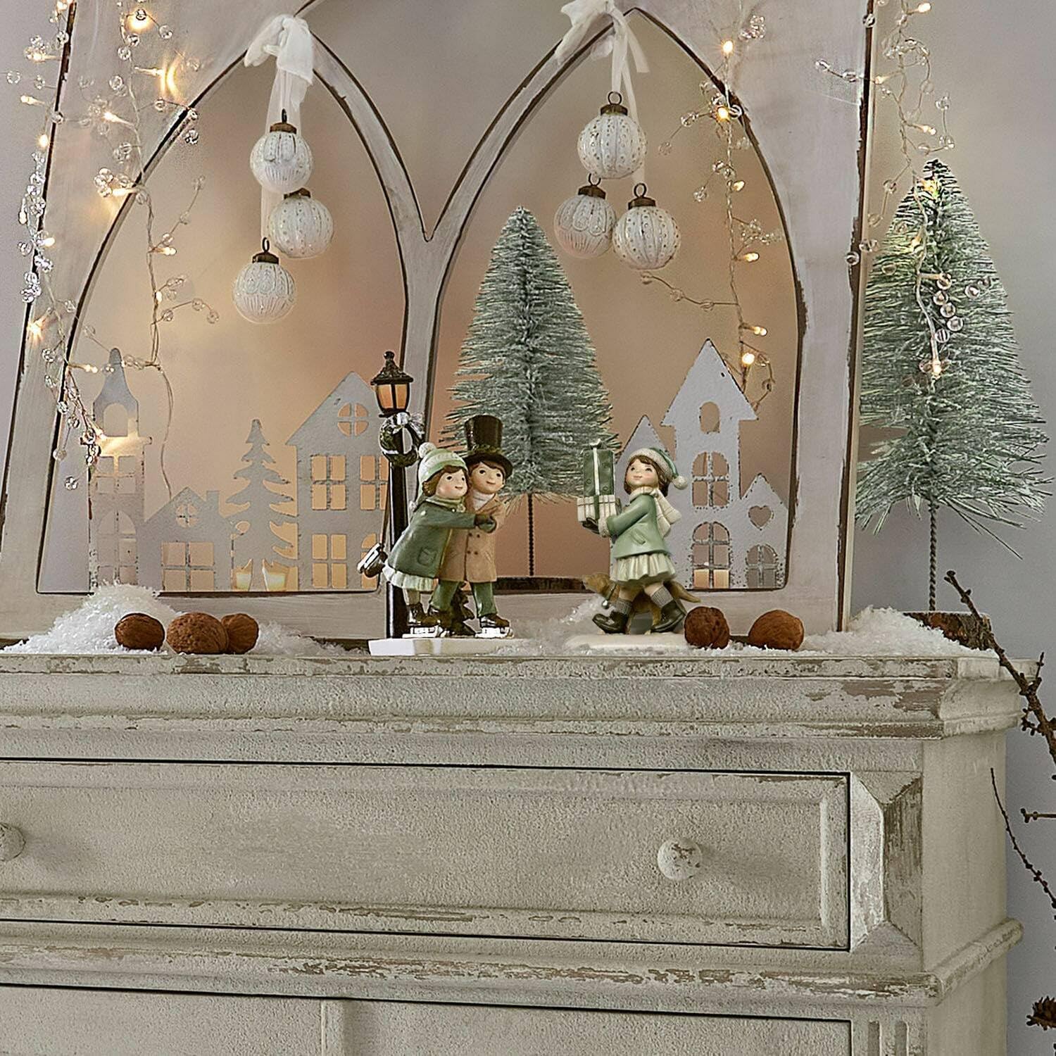 Loberon Deko-Figur 2er Set Marquelline, bunt | Handbemalt, Detailreiche Charaktere, Nostalgie-Look, Weihnachtsdekoration, Weihnachtsfiguren, Weihnachten, Polyresin