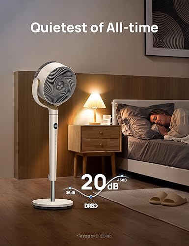 Miniatura 6 de Dreo - Ventilador oscilante de 120, ventilador de pedestal silencioso, 9 velocidades, 4 modos, 20 dB, vertical manual de 120, altura ajustable de