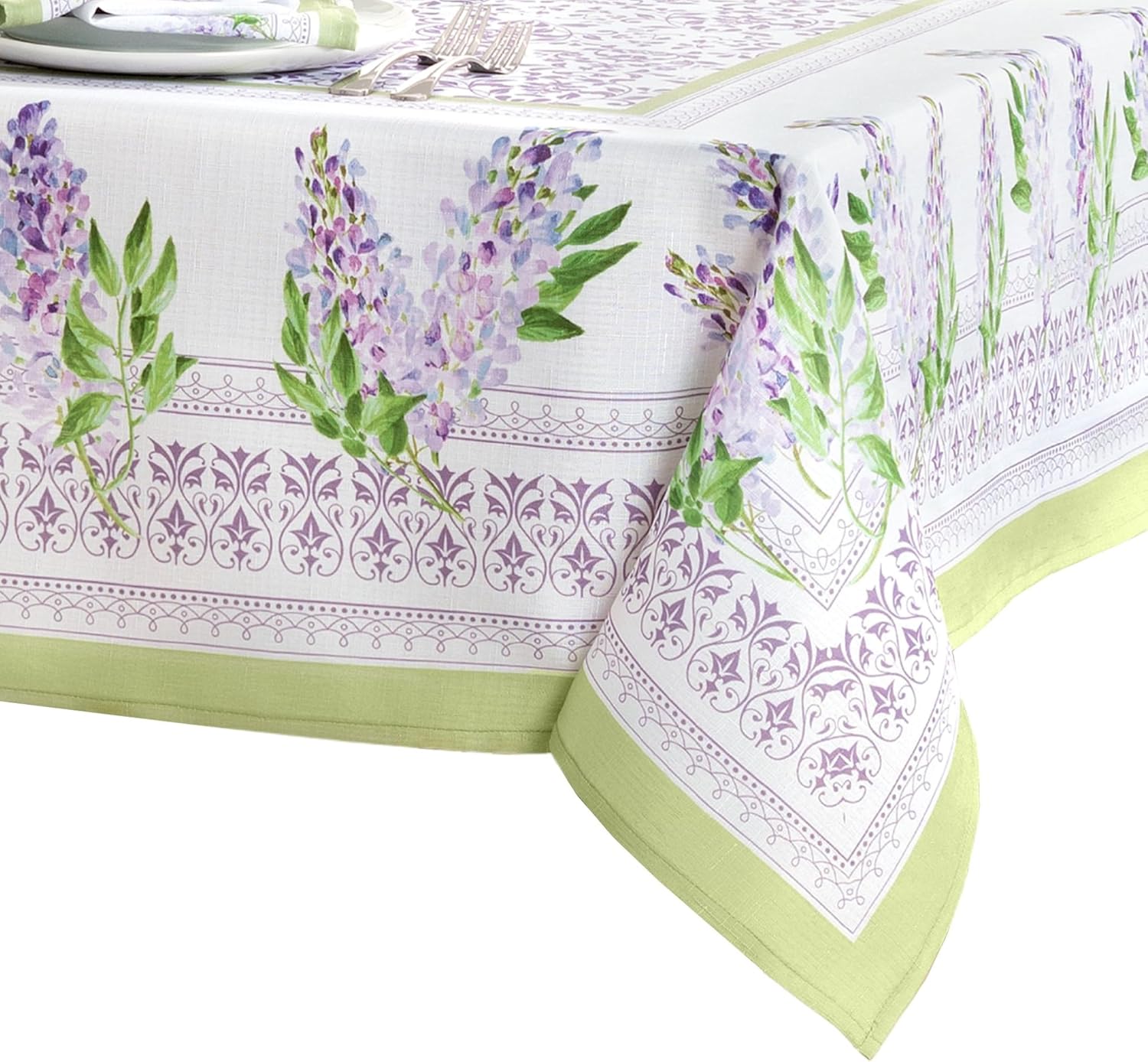 Elrene Home Fashions Lilac Garden Floral Spring/Summer Wrinkle Resistant Dining Tablecloth, 60"x120" Rectangle