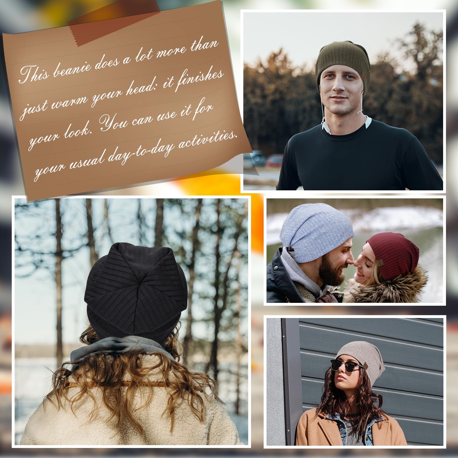 HAMUNI Slouchy beanie hip-hop miękka lekka czapka do biegania oddychająca i elastyczna czapka dla dorosłych karłowata czapka chemioterapia czapka z czaszką dla mężczyzn kobiet