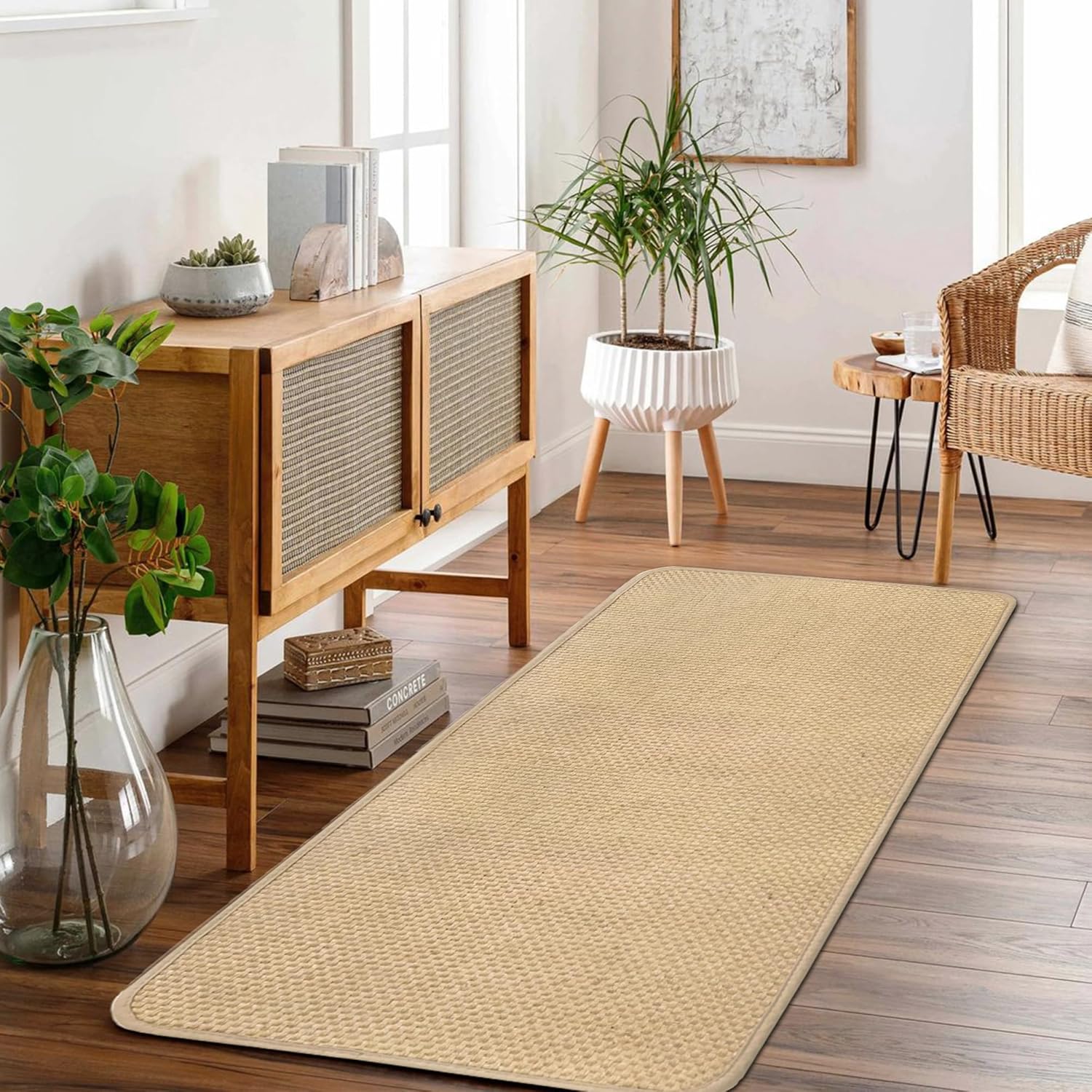 Jute Fornt Door Mat 17x47Inch,Non Slip Rubber Backing Kitchen Rugs and Mats, Absorbent Rnner Rugs for Kitchen,Front of Sink,Kitchen Mats for Floor Home Decor