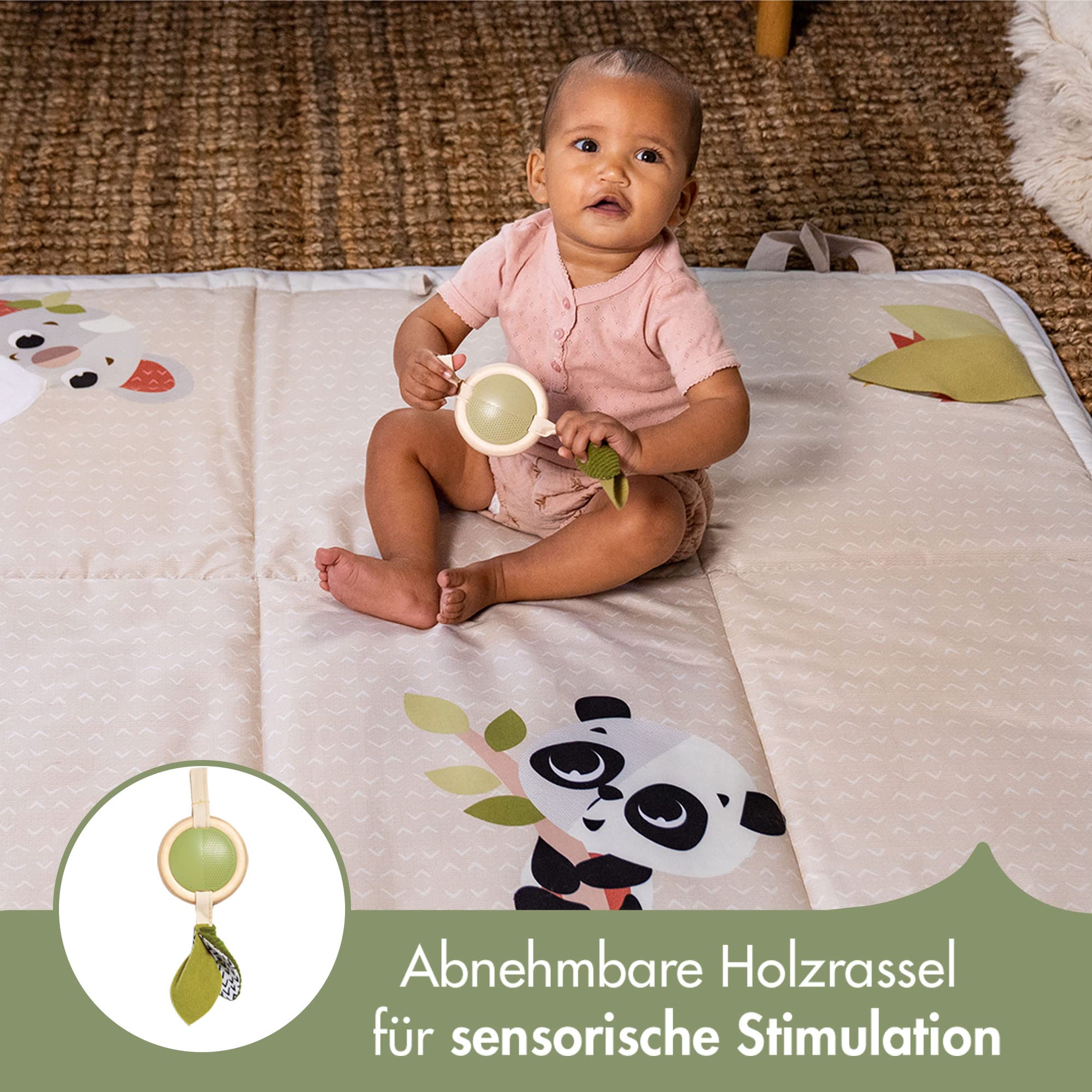 Tiny Love Super Mat, Spielmatte Baby, faltbare Spieldecke (150 x 100 cm), 0+ Monate, 6 Aktivitäten, Krabbeldecke Baby, Spiegel, Holzrassel, Knisterspielzeug, 12 Meilensteinkarten, Boho Chic